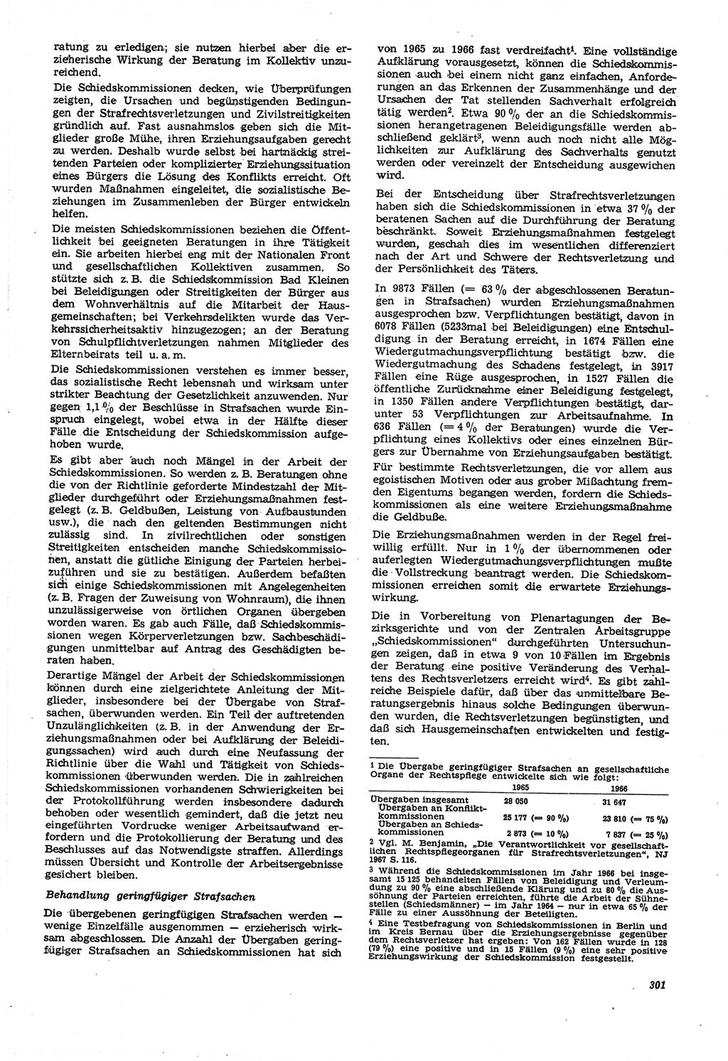 Neue Justiz (NJ), Zeitschrift für Recht und Rechtswissenschaft [Deutsche Demokratische Republik (DDR)], 21. Jahrgang 1967, Seite 301 (NJ DDR 1967, S. 301)