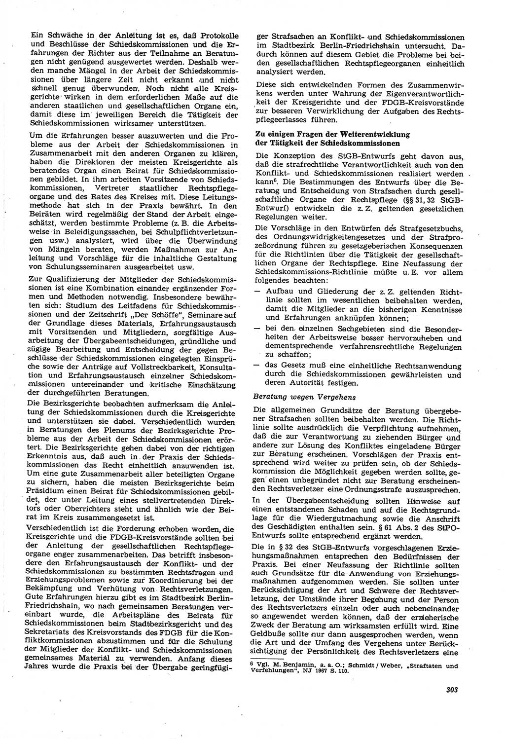 Neue Justiz (NJ), Zeitschrift für Recht und Rechtswissenschaft [Deutsche Demokratische Republik (DDR)], 21. Jahrgang 1967, Seite 303 (NJ DDR 1967, S. 303)