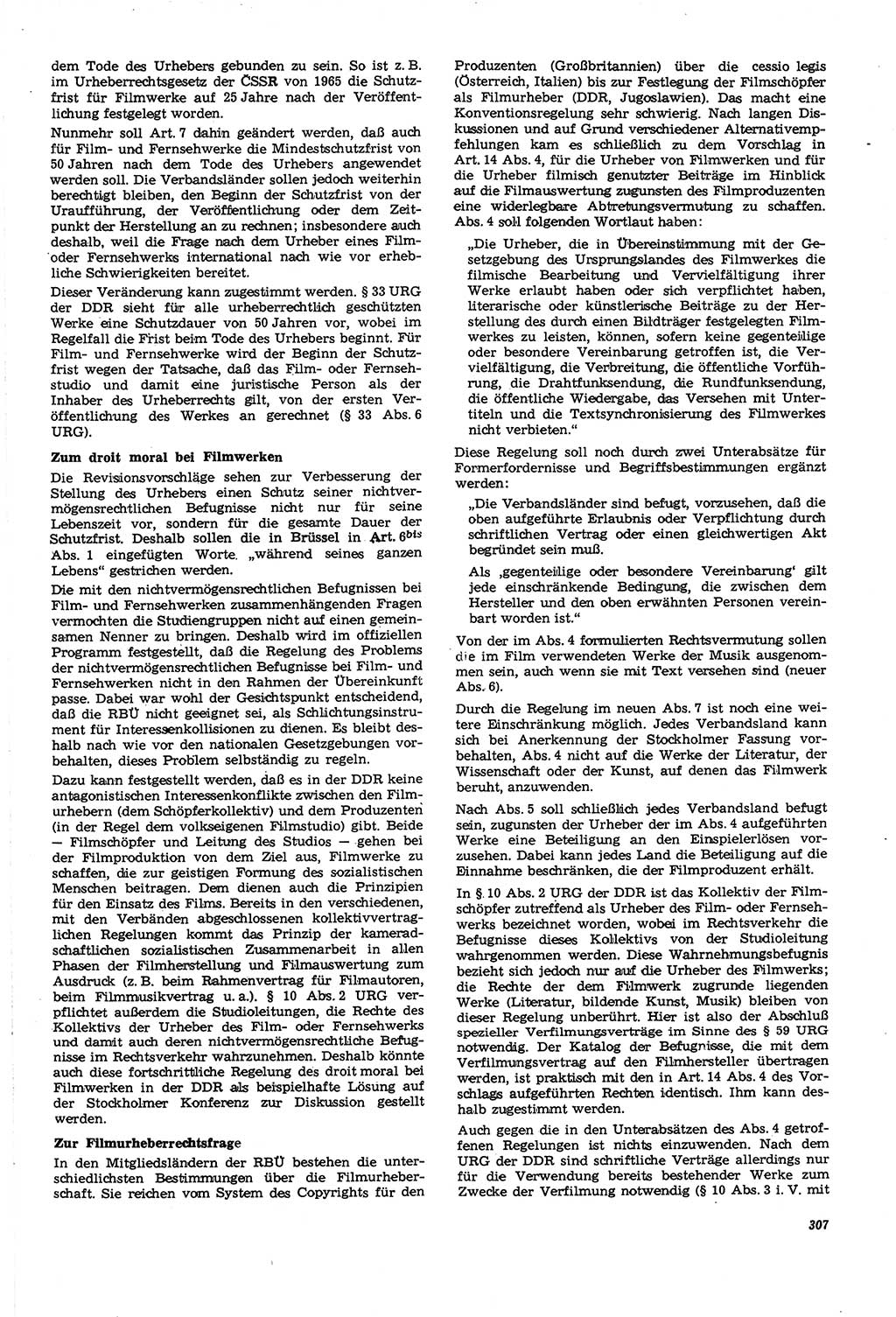 Neue Justiz (NJ), Zeitschrift für Recht und Rechtswissenschaft [Deutsche Demokratische Republik (DDR)], 21. Jahrgang 1967, Seite 307 (NJ DDR 1967, S. 307)