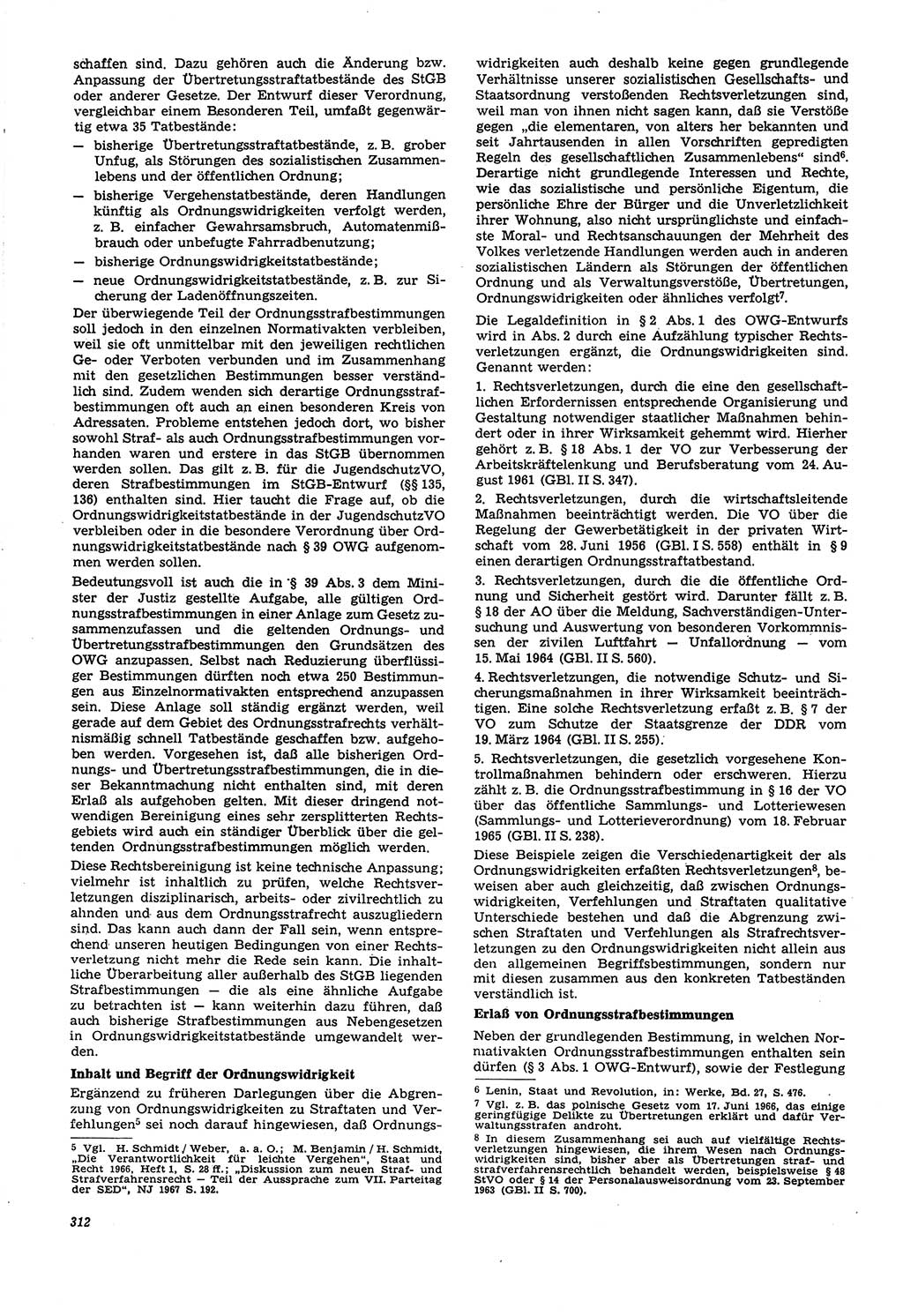 Neue Justiz (NJ), Zeitschrift für Recht und Rechtswissenschaft [Deutsche Demokratische Republik (DDR)], 21. Jahrgang 1967, Seite 312 (NJ DDR 1967, S. 312)