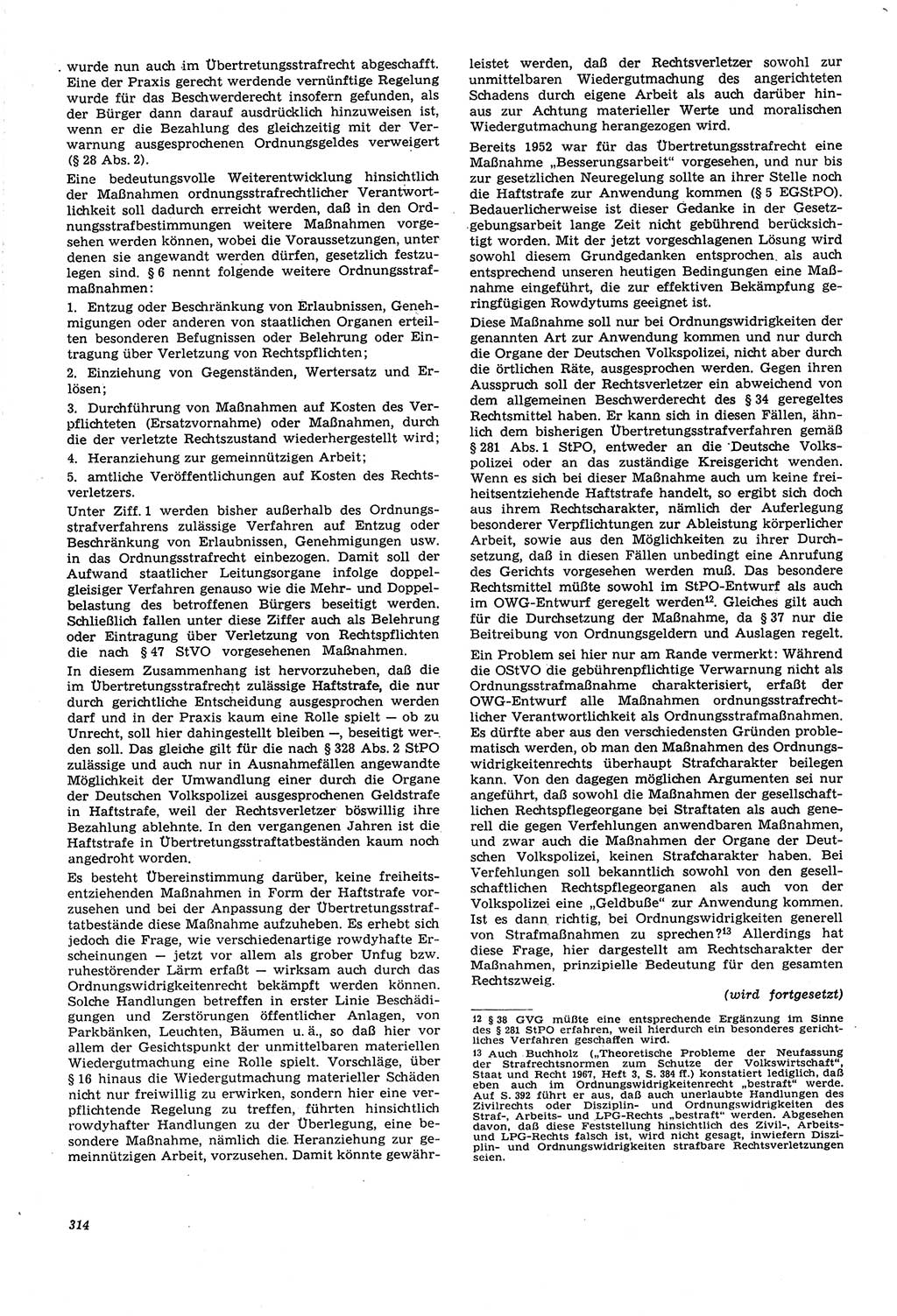 Neue Justiz (NJ), Zeitschrift für Recht und Rechtswissenschaft [Deutsche Demokratische Republik (DDR)], 21. Jahrgang 1967, Seite 314 (NJ DDR 1967, S. 314)