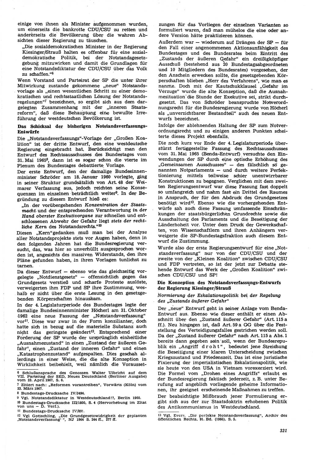 Neue Justiz (NJ), Zeitschrift für Recht und Rechtswissenschaft [Deutsche Demokratische Republik (DDR)], 21. Jahrgang 1967, Seite 321 (NJ DDR 1967, S. 321)