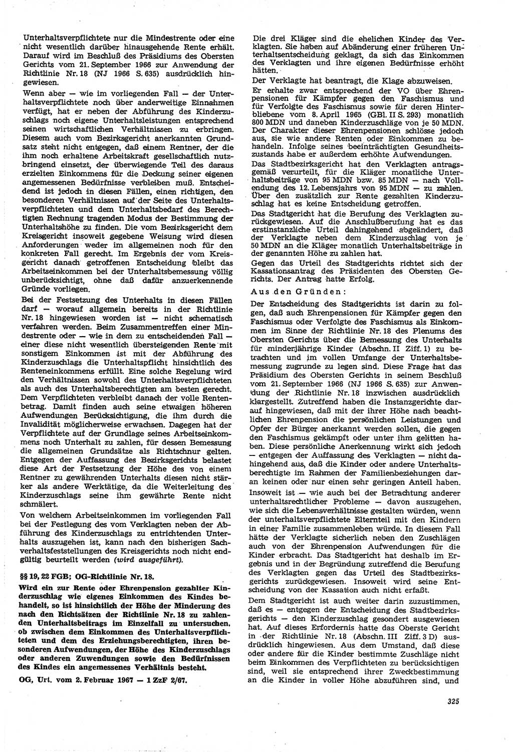 Neue Justiz (NJ), Zeitschrift für Recht und Rechtswissenschaft [Deutsche Demokratische Republik (DDR)], 21. Jahrgang 1967, Seite 325 (NJ DDR 1967, S. 325)
