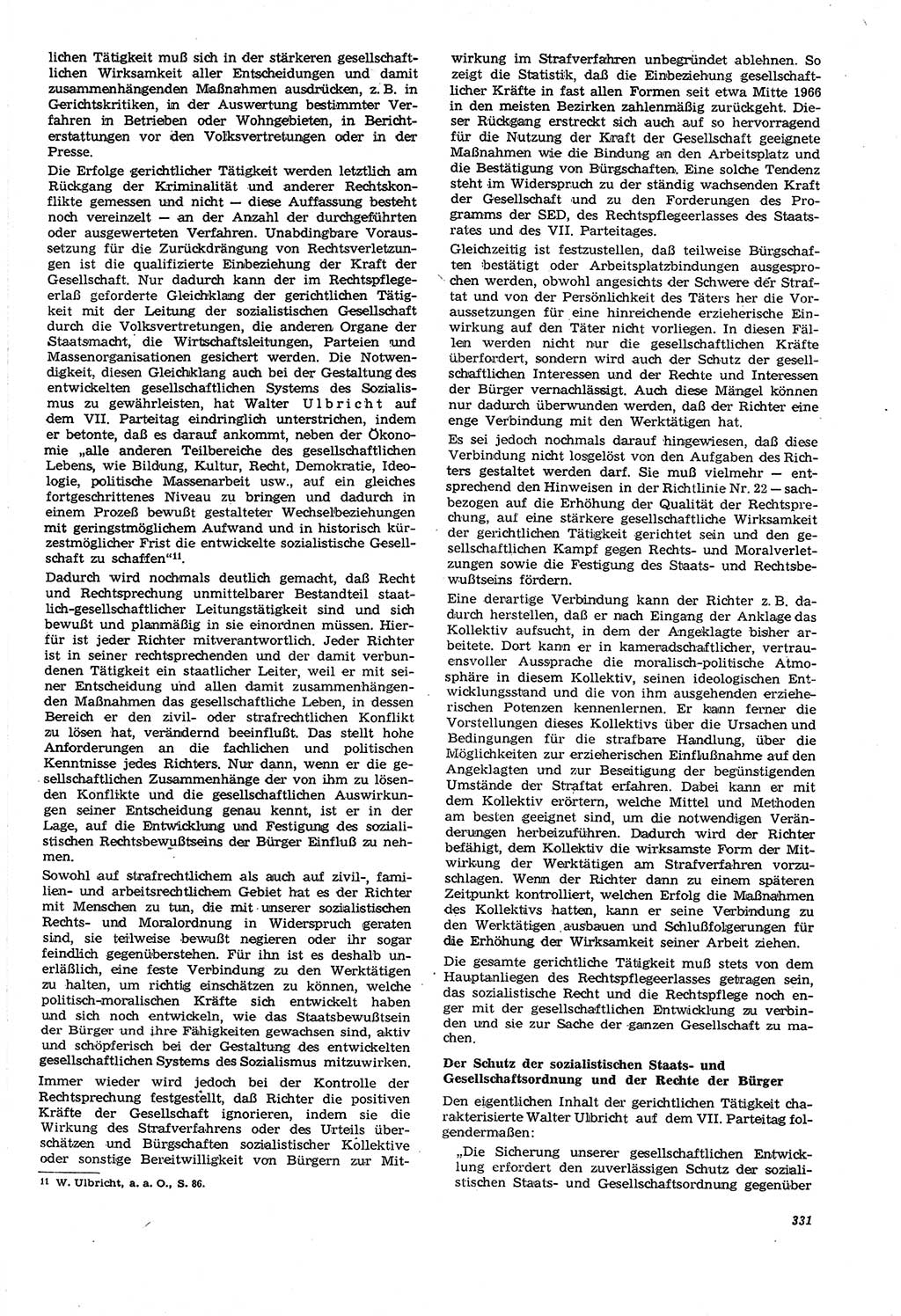 Neue Justiz (NJ), Zeitschrift für Recht und Rechtswissenschaft [Deutsche Demokratische Republik (DDR)], 21. Jahrgang 1967, Seite 331 (NJ DDR 1967, S. 331)