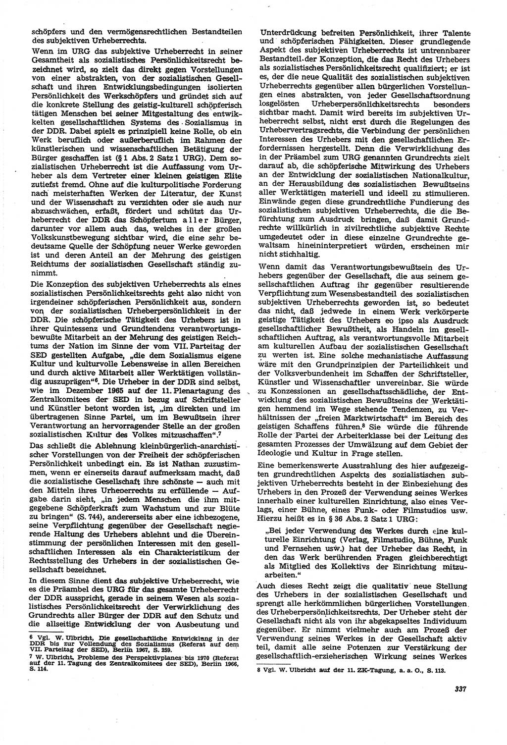 Neue Justiz (NJ), Zeitschrift für Recht und Rechtswissenschaft [Deutsche Demokratische Republik (DDR)], 21. Jahrgang 1967, Seite 337 (NJ DDR 1967, S. 337)