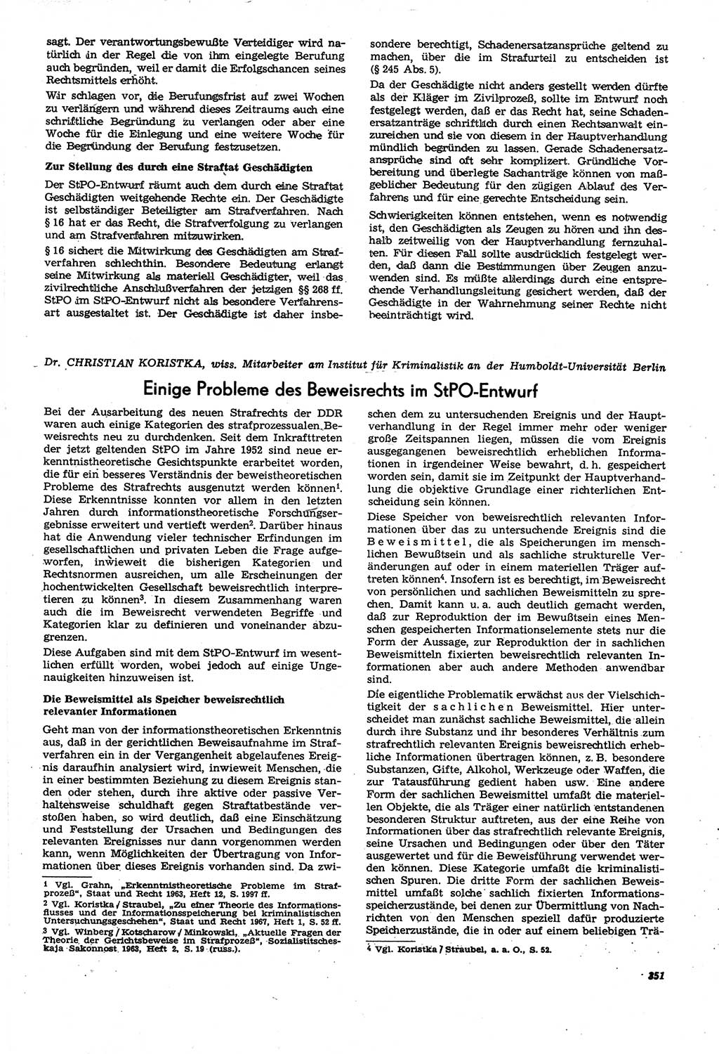 Neue Justiz (NJ), Zeitschrift für Recht und Rechtswissenschaft [Deutsche Demokratische Republik (DDR)], 21. Jahrgang 1967, Seite 351 (NJ DDR 1967, S. 351)