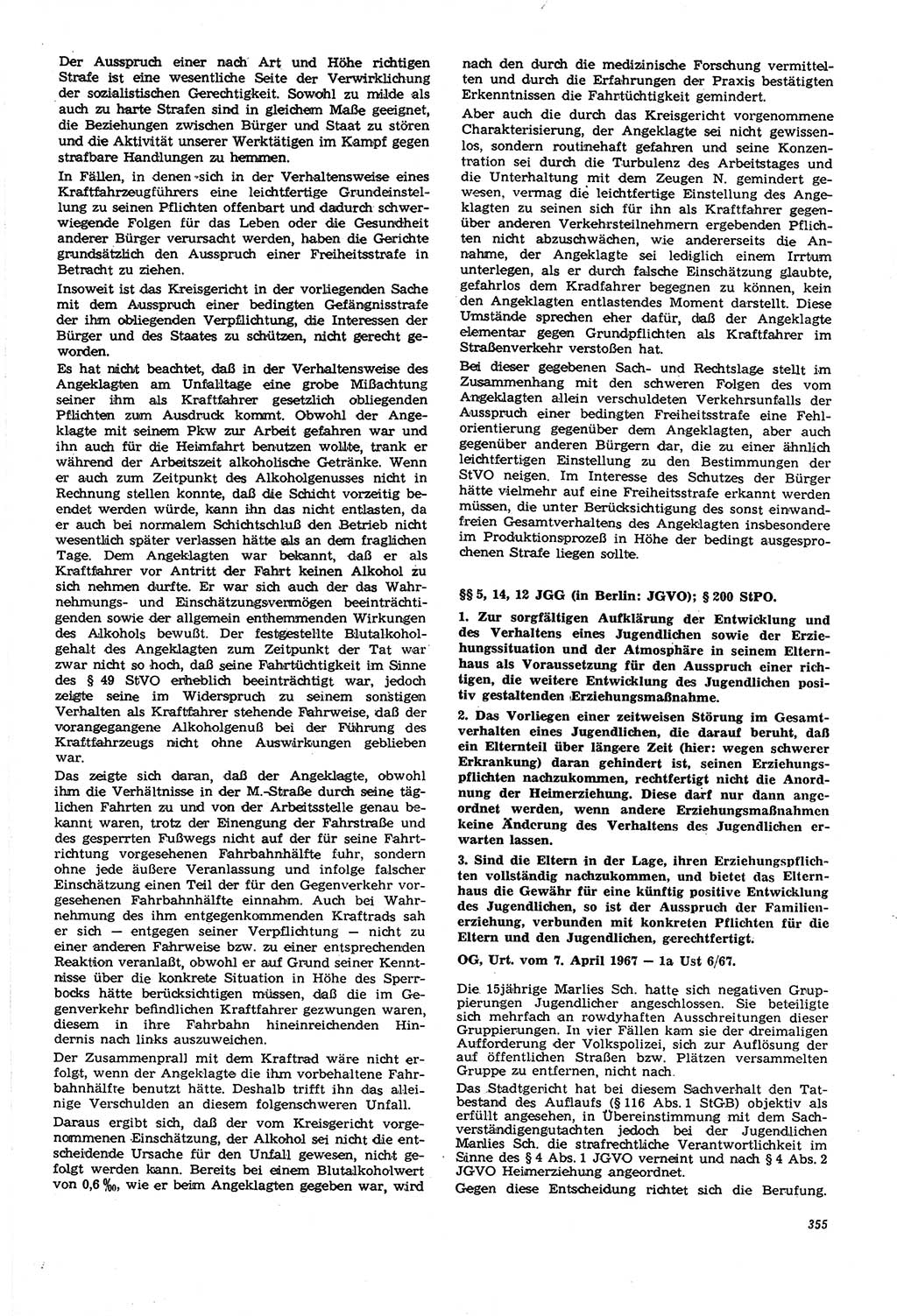 Neue Justiz (NJ), Zeitschrift für Recht und Rechtswissenschaft [Deutsche Demokratische Republik (DDR)], 21. Jahrgang 1967, Seite 355 (NJ DDR 1967, S. 355)