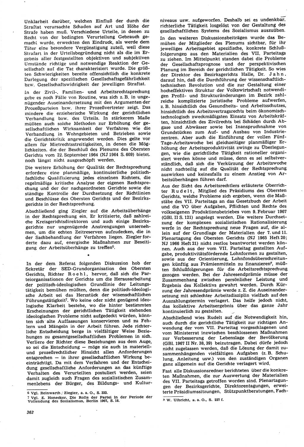 Neue Justiz (NJ), Zeitschrift für Recht und Rechtswissenschaft [Deutsche Demokratische Republik (DDR)], 21. Jahrgang 1967, Seite 362 (NJ DDR 1967, S. 362)