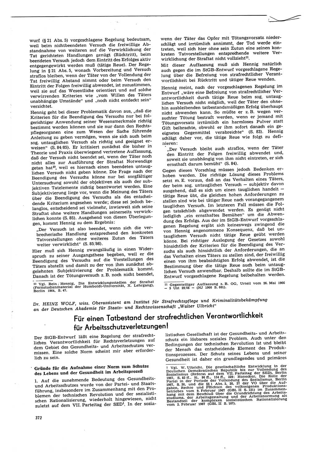 Neue Justiz (NJ), Zeitschrift für Recht und Rechtswissenschaft [Deutsche Demokratische Republik (DDR)], 21. Jahrgang 1967, Seite 372 (NJ DDR 1967, S. 372)