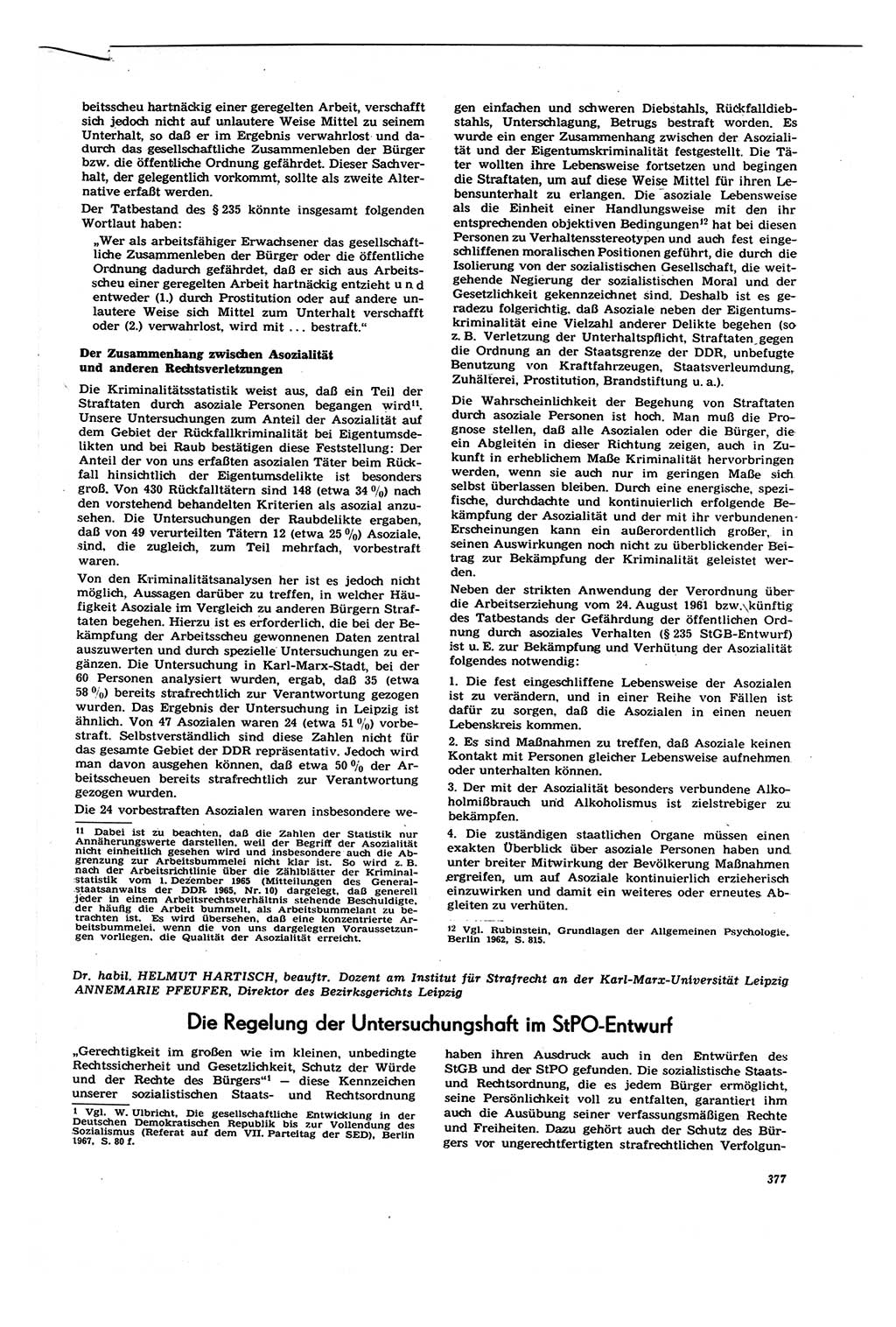 Neue Justiz (NJ), Zeitschrift für Recht und Rechtswissenschaft [Deutsche Demokratische Republik (DDR)], 21. Jahrgang 1967, Seite 377 (NJ DDR 1967, S. 377)