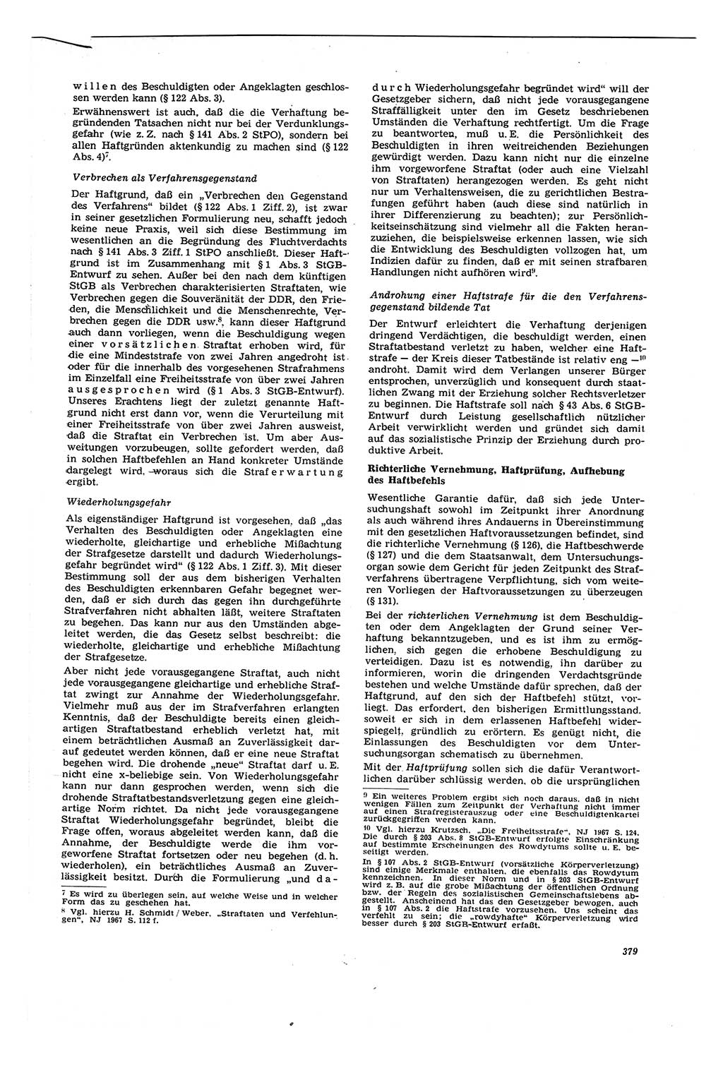 Neue Justiz (NJ), Zeitschrift für Recht und Rechtswissenschaft [Deutsche Demokratische Republik (DDR)], 21. Jahrgang 1967, Seite 379 (NJ DDR 1967, S. 379)