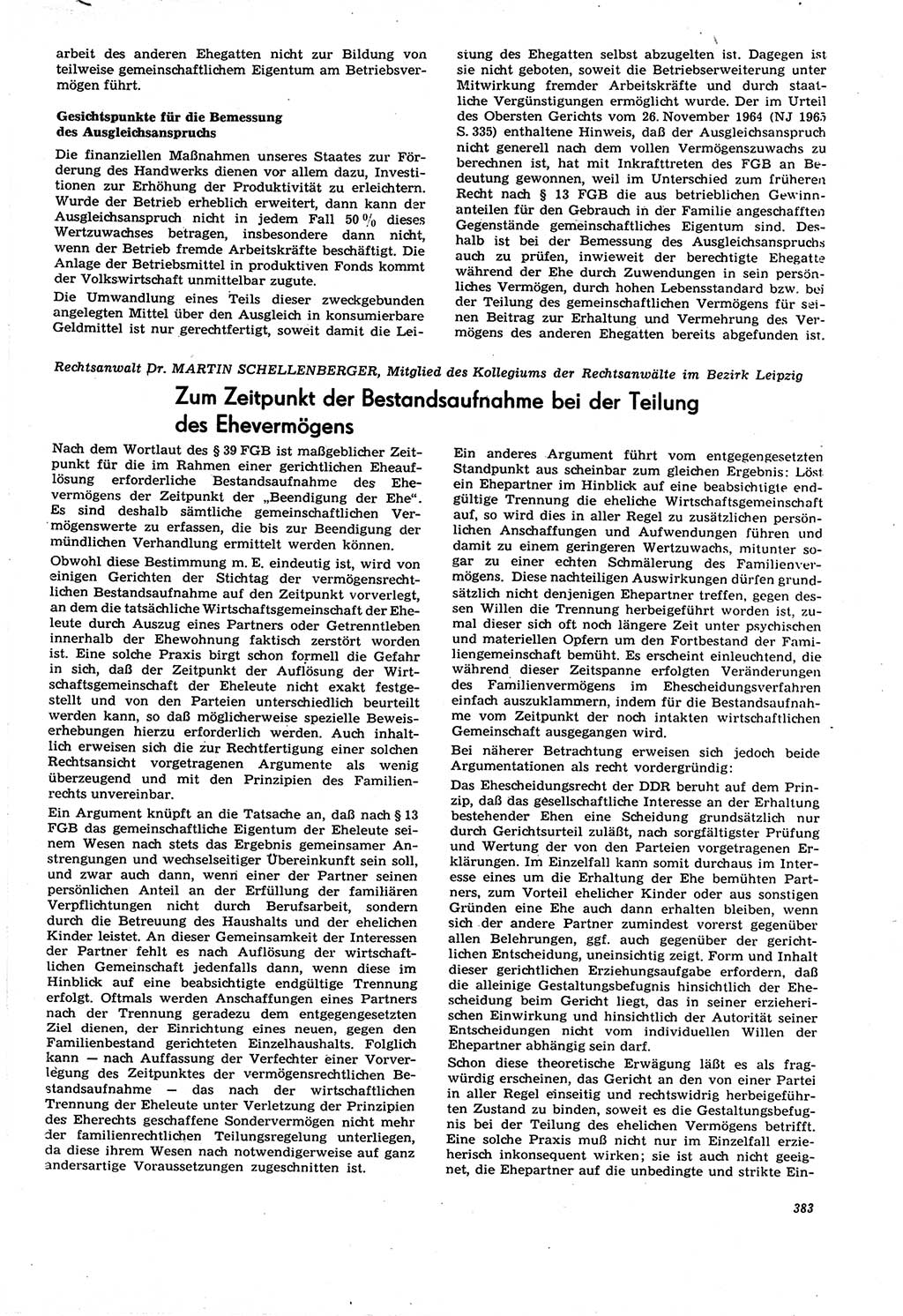 Neue Justiz (NJ), Zeitschrift für Recht und Rechtswissenschaft [Deutsche Demokratische Republik (DDR)], 21. Jahrgang 1967, Seite 383 (NJ DDR 1967, S. 383)