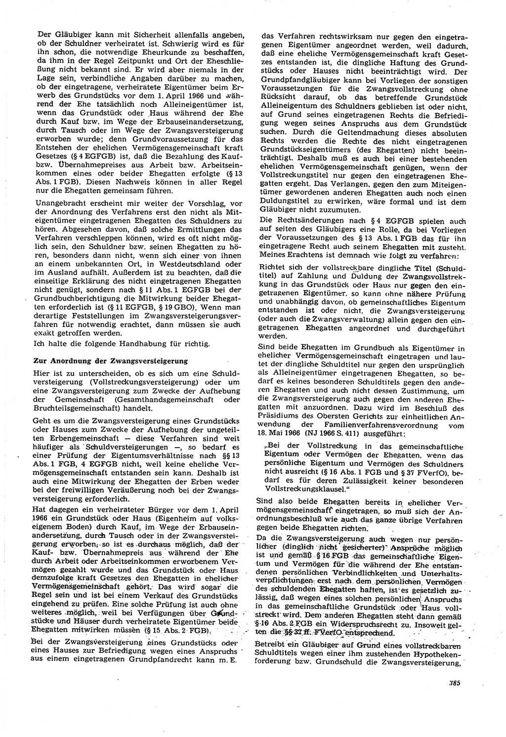 Neue Justiz (NJ), Zeitschrift für Recht und Rechtswissenschaft [Deutsche Demokratische Republik (DDR)], 21. Jahrgang 1967, Seite 385 (NJ DDR 1967, S. 385)