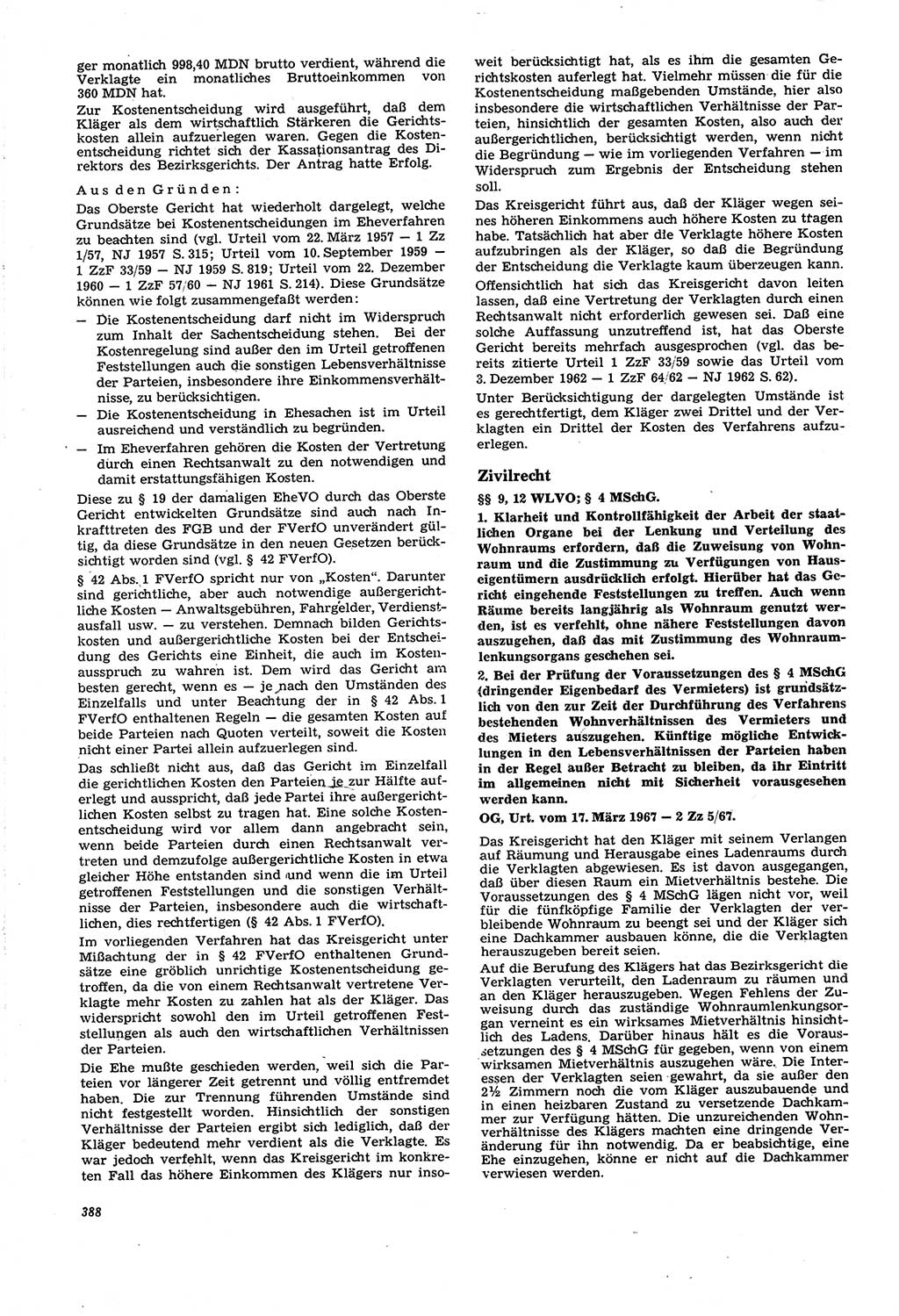Neue Justiz (NJ), Zeitschrift für Recht und Rechtswissenschaft [Deutsche Demokratische Republik (DDR)], 21. Jahrgang 1967, Seite 388 (NJ DDR 1967, S. 388)