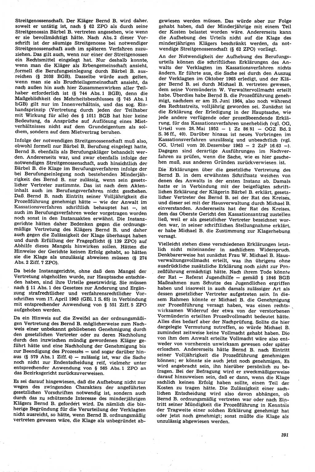 Neue Justiz (NJ), Zeitschrift für Recht und Rechtswissenschaft [Deutsche Demokratische Republik (DDR)], 21. Jahrgang 1967, Seite 391 (NJ DDR 1967, S. 391)