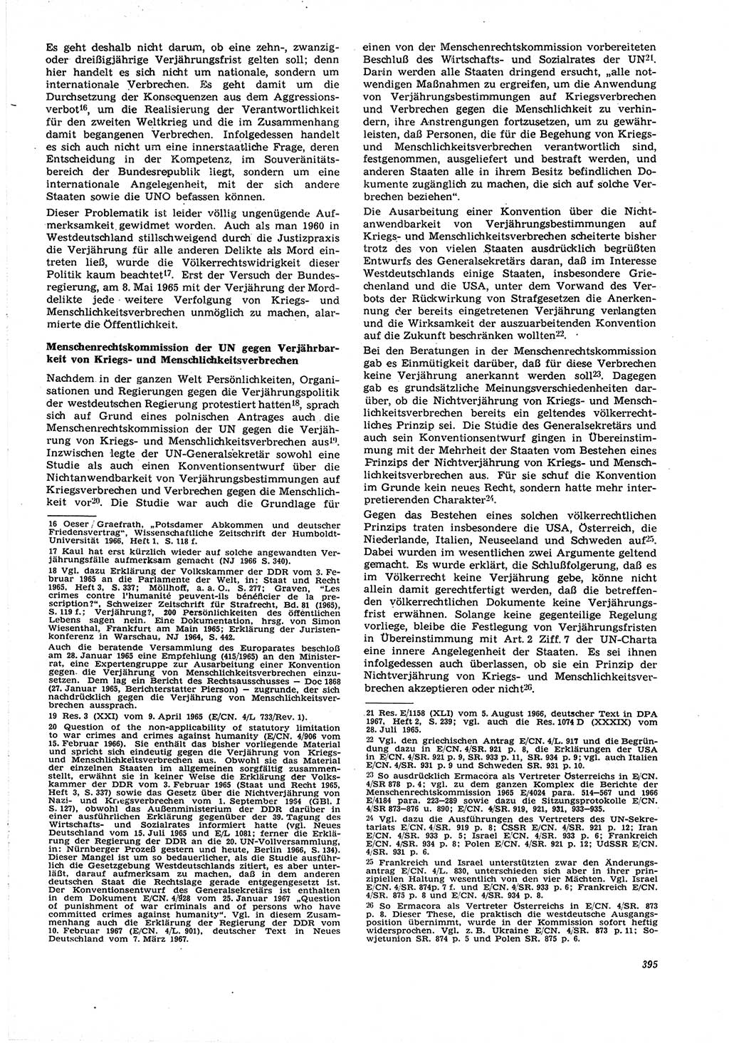 Neue Justiz (NJ), Zeitschrift für Recht und Rechtswissenschaft [Deutsche Demokratische Republik (DDR)], 21. Jahrgang 1967, Seite 395 (NJ DDR 1967, S. 395)