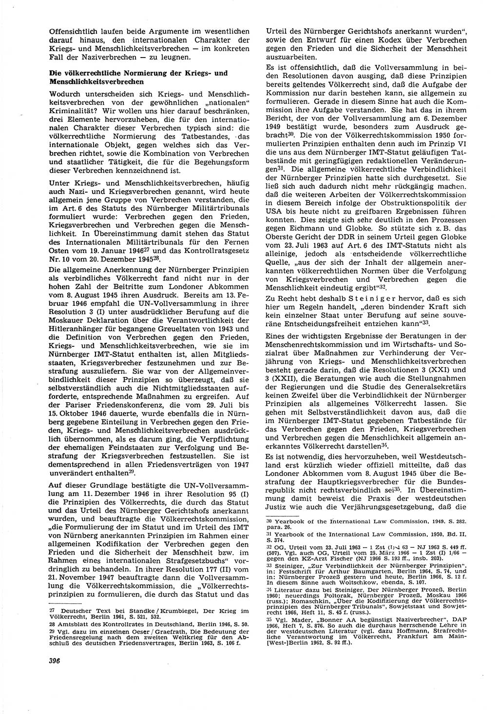 Neue Justiz (NJ), Zeitschrift für Recht und Rechtswissenschaft [Deutsche Demokratische Republik (DDR)], 21. Jahrgang 1967, Seite 396 (NJ DDR 1967, S. 396)