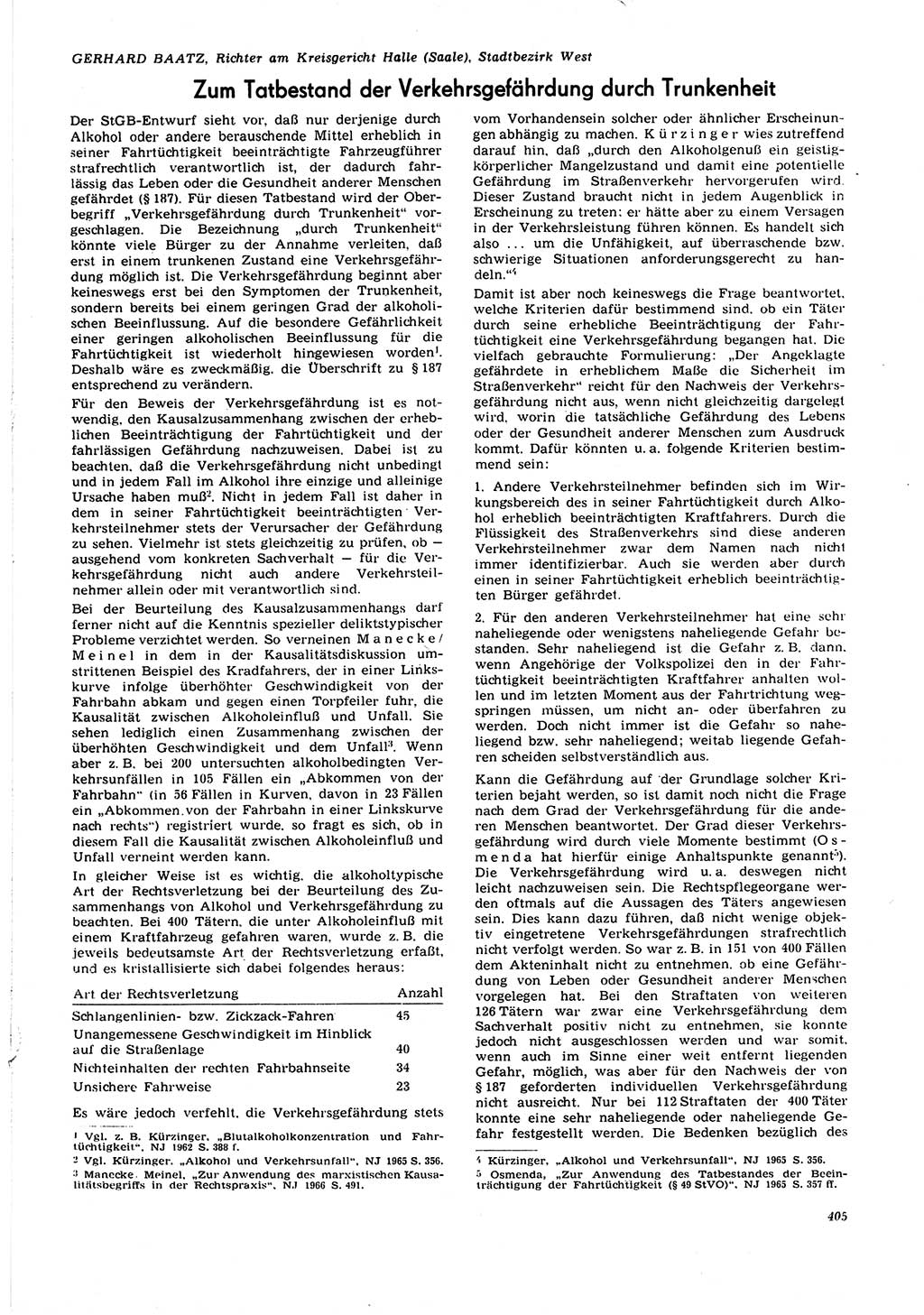 Neue Justiz (NJ), Zeitschrift für Recht und Rechtswissenschaft [Deutsche Demokratische Republik (DDR)], 21. Jahrgang 1967, Seite 405 (NJ DDR 1967, S. 405)