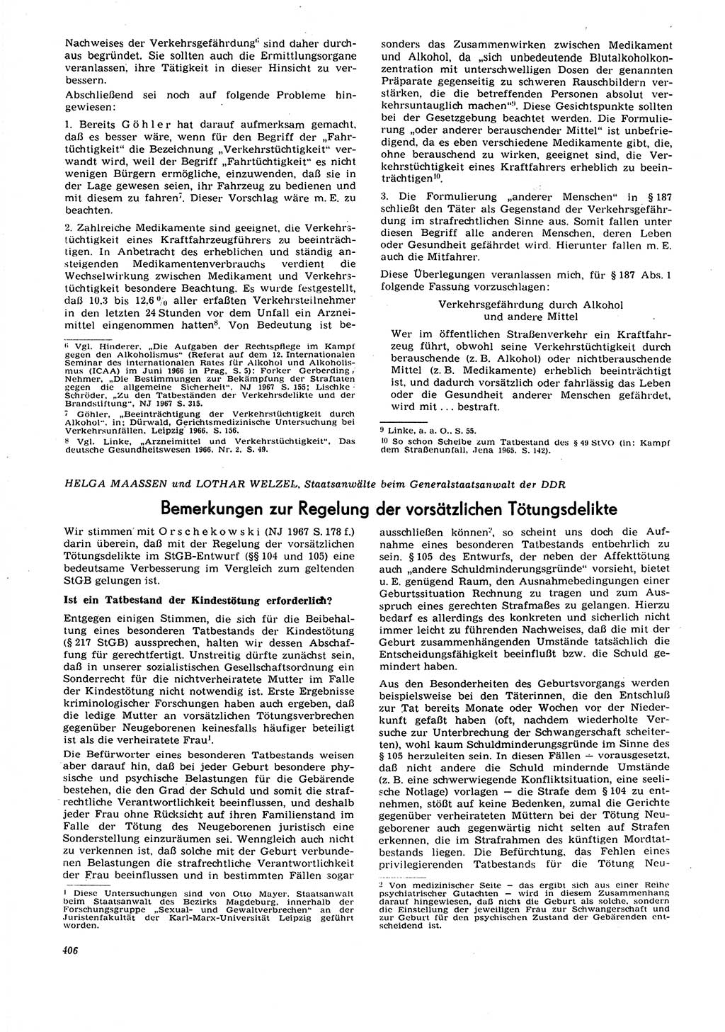 Neue Justiz (NJ), Zeitschrift für Recht und Rechtswissenschaft [Deutsche Demokratische Republik (DDR)], 21. Jahrgang 1967, Seite 406 (NJ DDR 1967, S. 406)