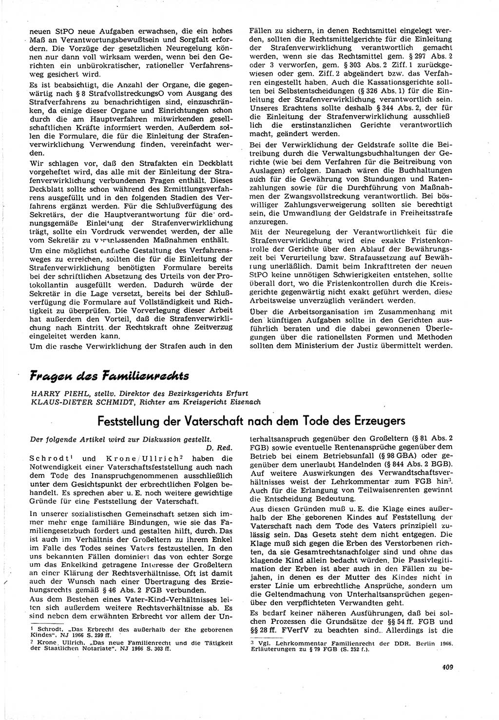 Neue Justiz (NJ), Zeitschrift für Recht und Rechtswissenschaft [Deutsche Demokratische Republik (DDR)], 21. Jahrgang 1967, Seite 409 (NJ DDR 1967, S. 409)
