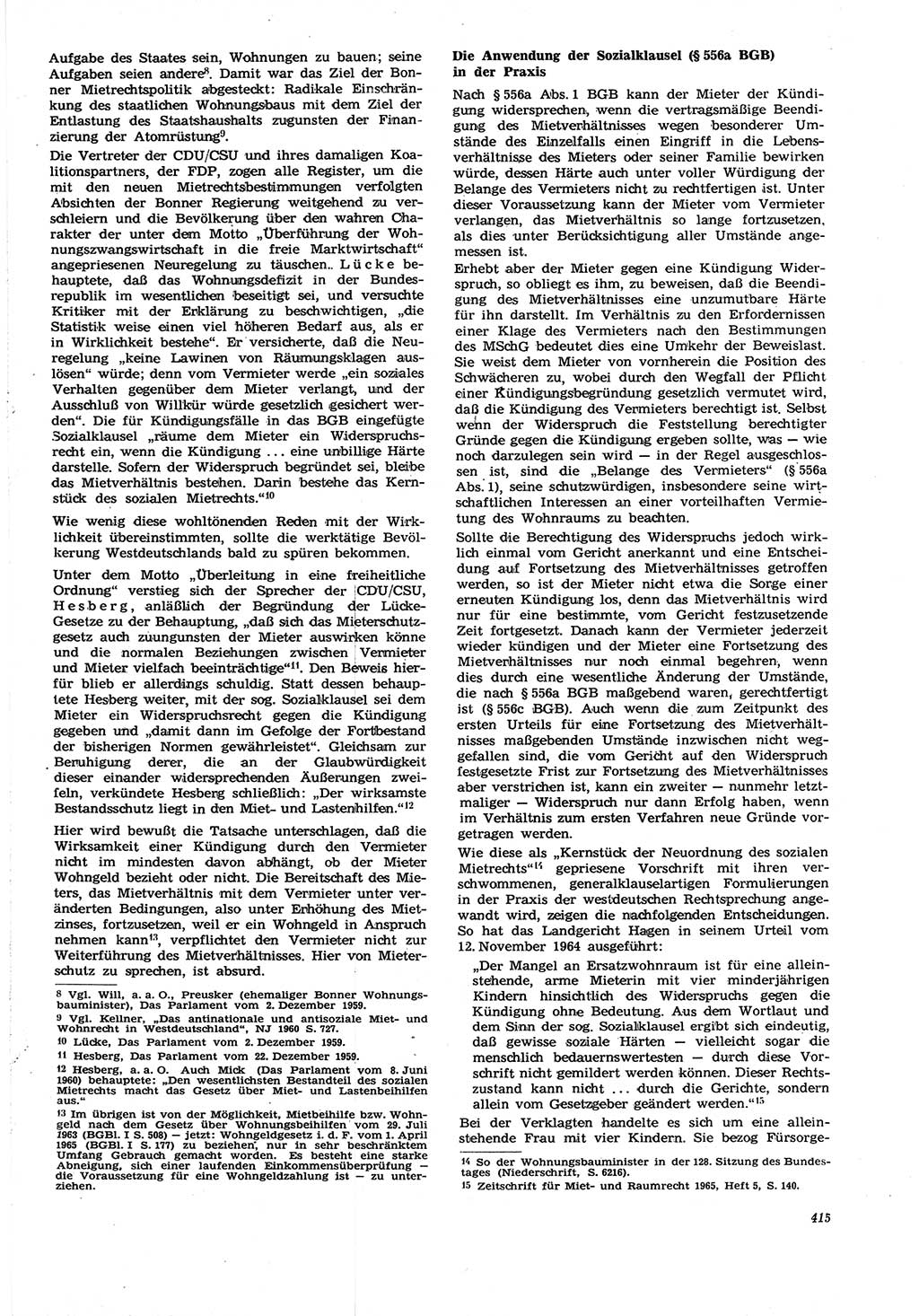 Neue Justiz (NJ), Zeitschrift für Recht und Rechtswissenschaft [Deutsche Demokratische Republik (DDR)], 21. Jahrgang 1967, Seite 415 (NJ DDR 1967, S. 415)