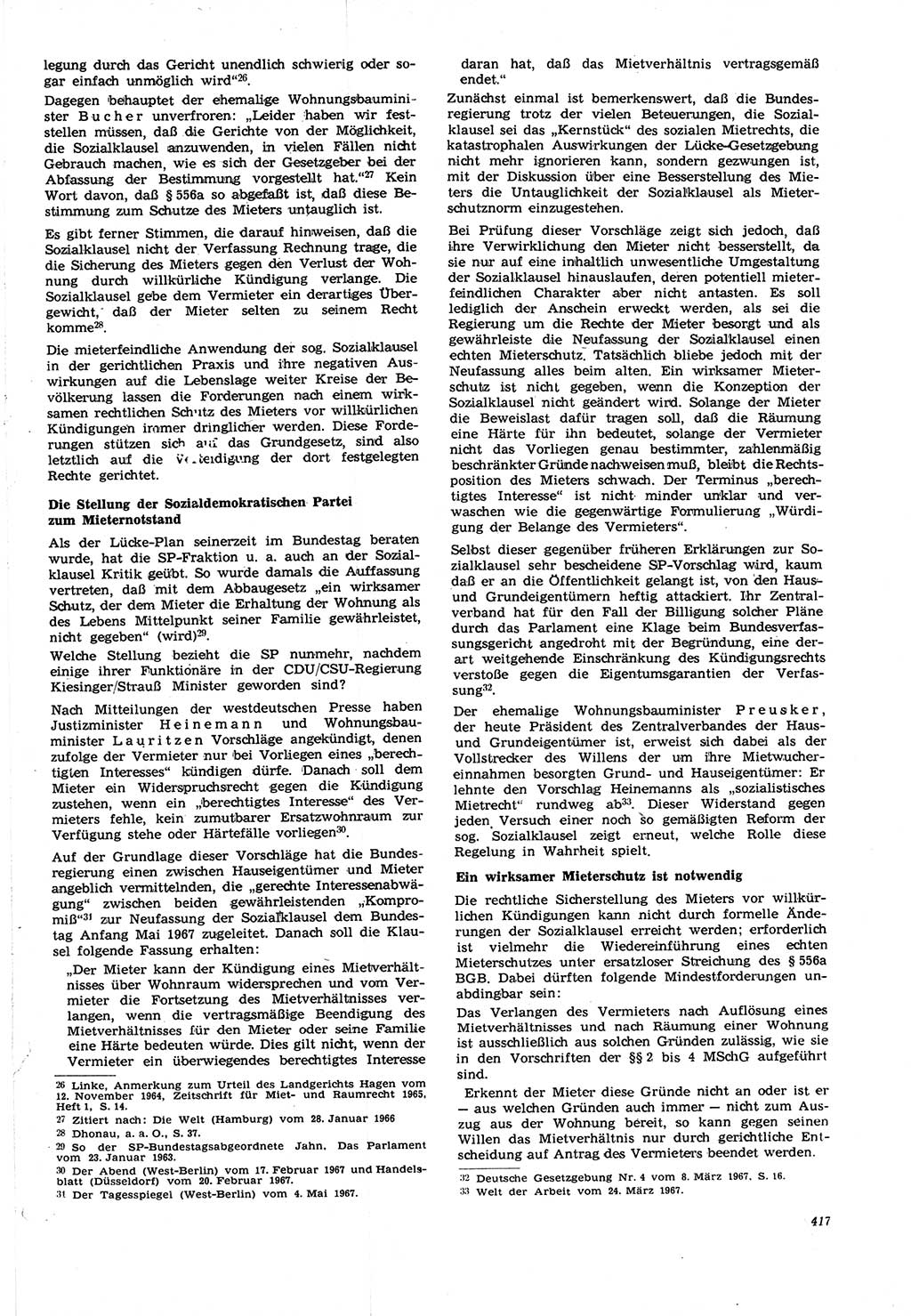 Neue Justiz (NJ), Zeitschrift für Recht und Rechtswissenschaft [Deutsche Demokratische Republik (DDR)], 21. Jahrgang 1967, Seite 417 (NJ DDR 1967, S. 417)
