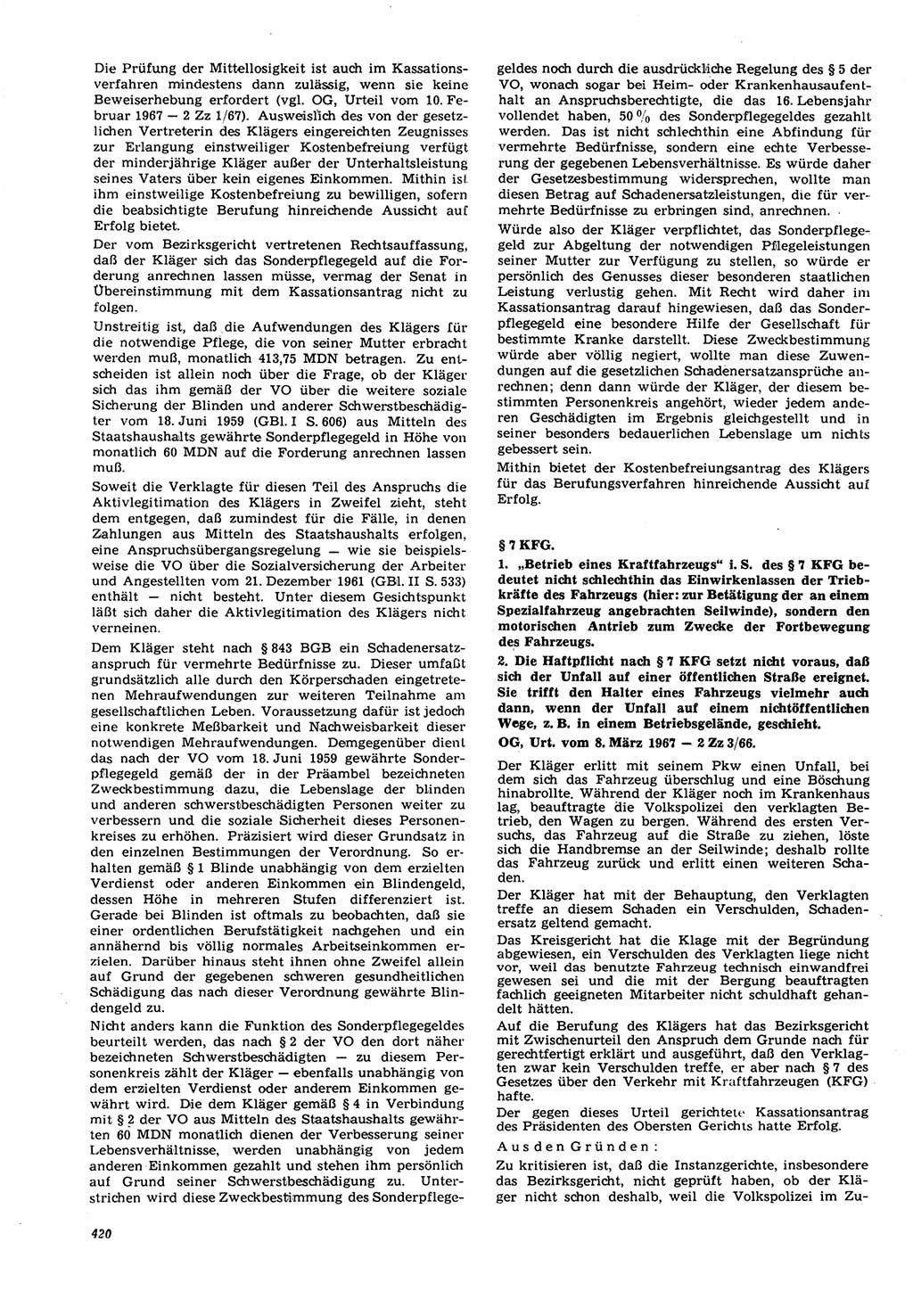 Neue Justiz (NJ), Zeitschrift für Recht und Rechtswissenschaft [Deutsche Demokratische Republik (DDR)], 21. Jahrgang 1967, Seite 420 (NJ DDR 1967, S. 420)