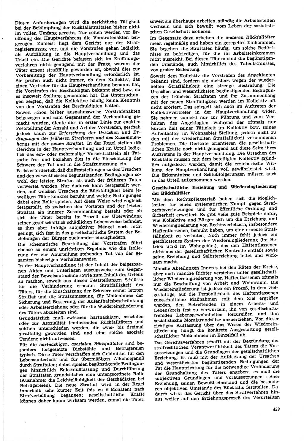 Neue Justiz (NJ), Zeitschrift für Recht und Rechtswissenschaft [Deutsche Demokratische Republik (DDR)], 21. Jahrgang 1967, Seite 429 (NJ DDR 1967, S. 429)