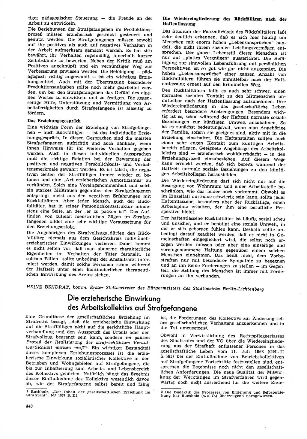 Neue Justiz (NJ), Zeitschrift für Recht und Rechtswissenschaft [Deutsche Demokratische Republik (DDR)], 21. Jahrgang 1967, Seite 440 (NJ DDR 1967, S. 440)