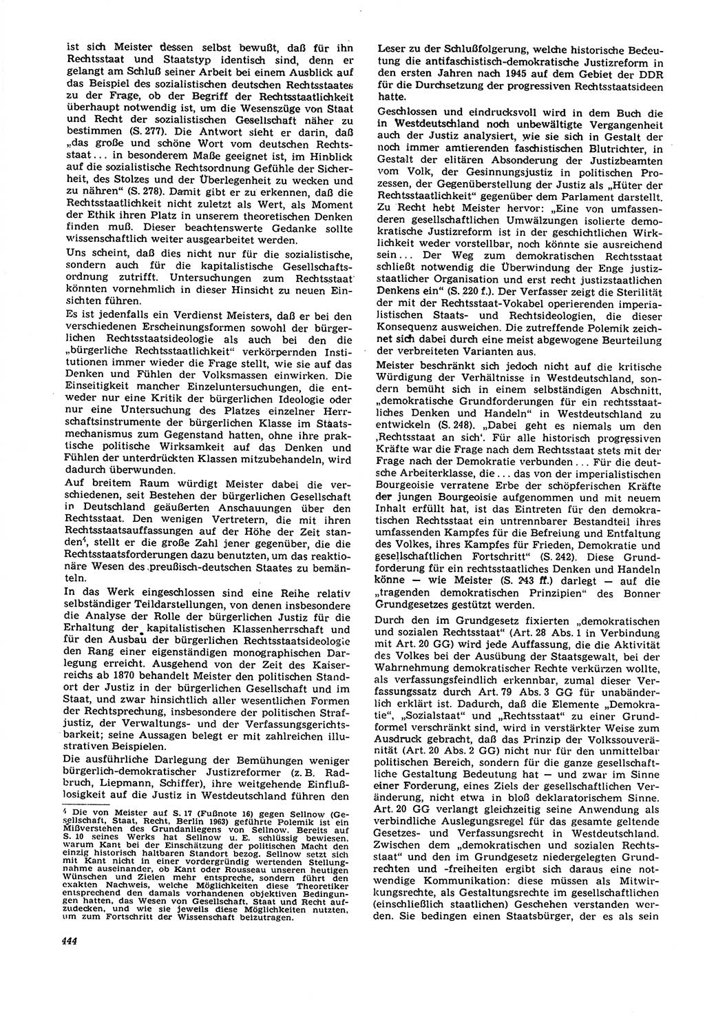 Neue Justiz (NJ), Zeitschrift für Recht und Rechtswissenschaft [Deutsche Demokratische Republik (DDR)], 21. Jahrgang 1967, Seite 444 (NJ DDR 1967, S. 444)