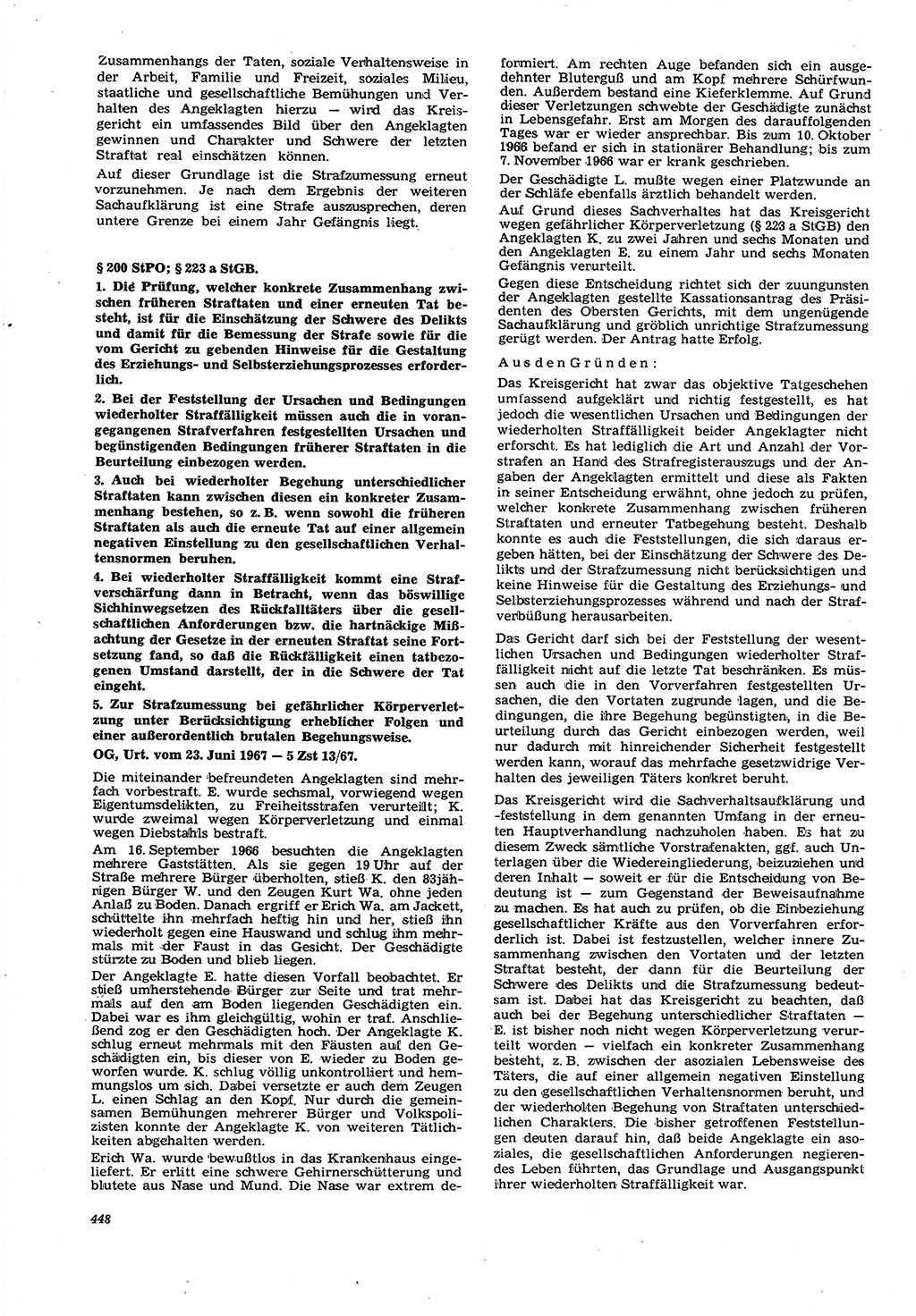 Neue Justiz (NJ), Zeitschrift für Recht und Rechtswissenschaft [Deutsche Demokratische Republik (DDR)], 21. Jahrgang 1967, Seite 448 (NJ DDR 1967, S. 448)