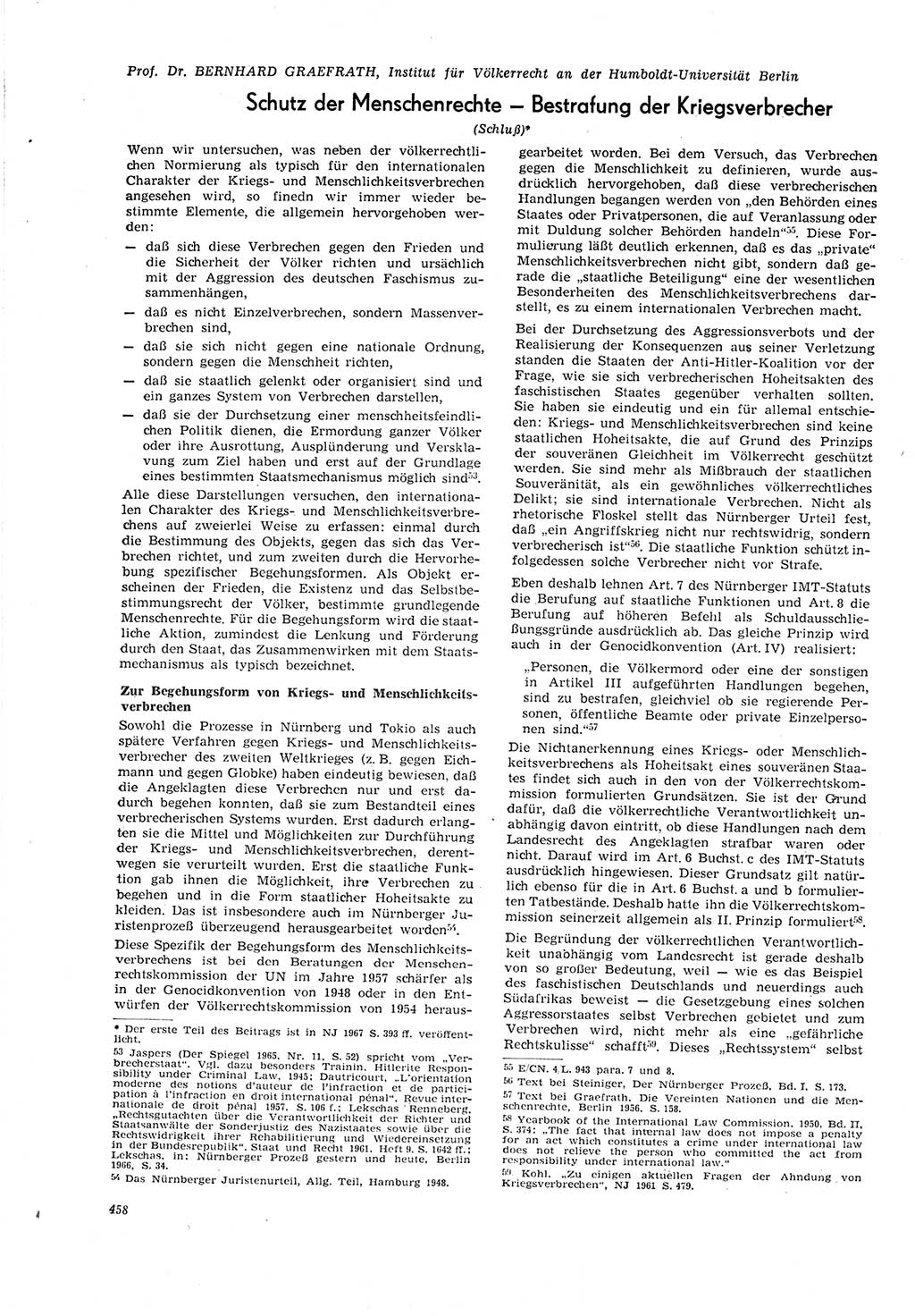 Neue Justiz (NJ), Zeitschrift für Recht und Rechtswissenschaft [Deutsche Demokratische Republik (DDR)], 21. Jahrgang 1967, Seite 458 (NJ DDR 1967, S. 458)