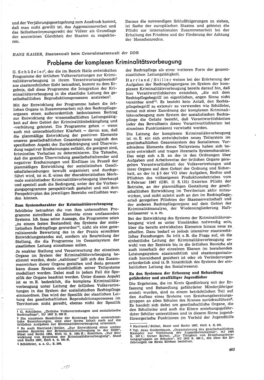 Neue Justiz (NJ), Zeitschrift für Recht und Rechtswissenschaft [Deutsche Demokratische Republik (DDR)], 21. Jahrgang 1967, Seite 463 (NJ DDR 1967, S. 463)