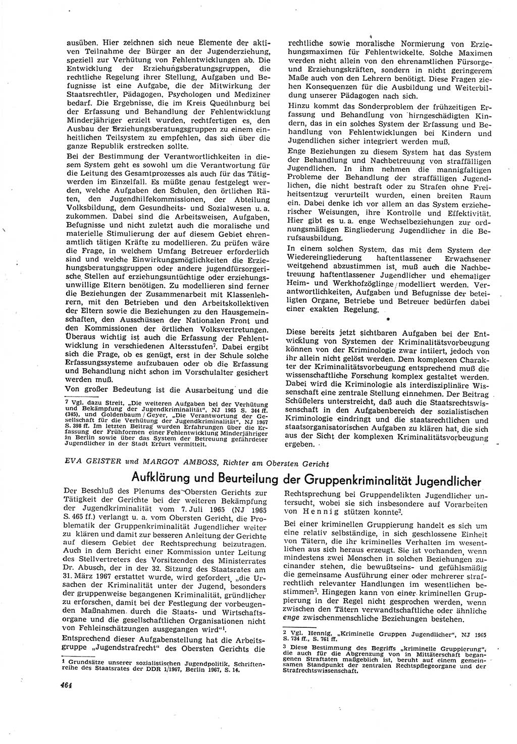 Neue Justiz (NJ), Zeitschrift für Recht und Rechtswissenschaft [Deutsche Demokratische Republik (DDR)], 21. Jahrgang 1967, Seite 464 (NJ DDR 1967, S. 464)
