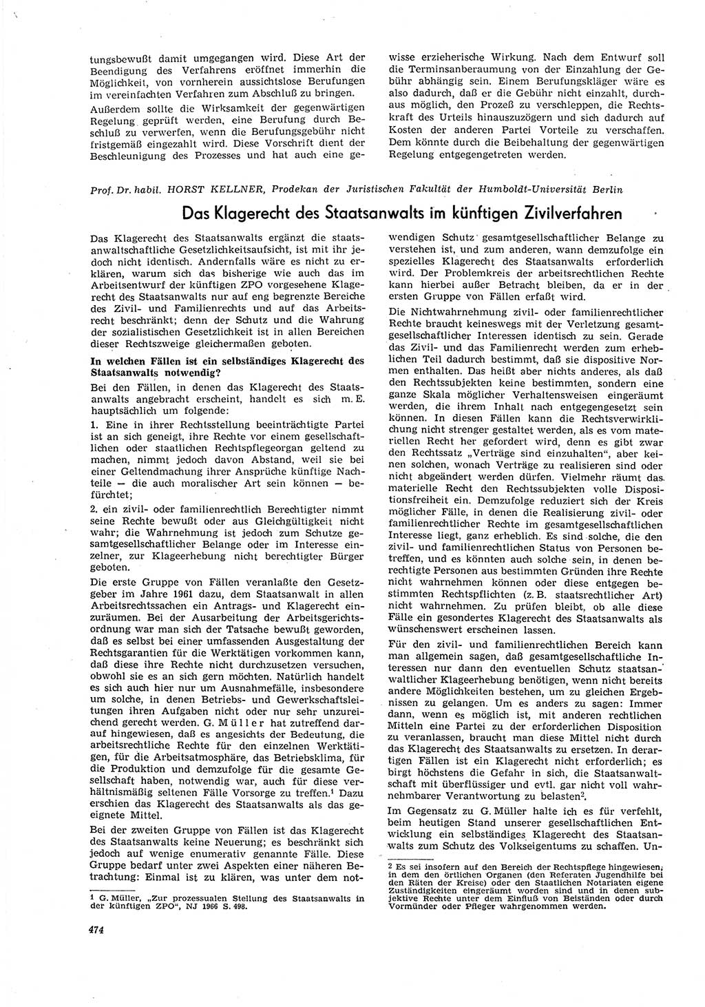 Neue Justiz (NJ), Zeitschrift für Recht und Rechtswissenschaft [Deutsche Demokratische Republik (DDR)], 21. Jahrgang 1967, Seite 474 (NJ DDR 1967, S. 474)