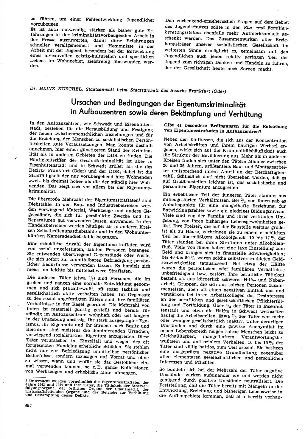 Neue Justiz (NJ), Zeitschrift für Recht und Rechtswissenschaft [Deutsche Demokratische Republik (DDR)], 21. Jahrgang 1967, Seite 494 (NJ DDR 1967, S. 494)