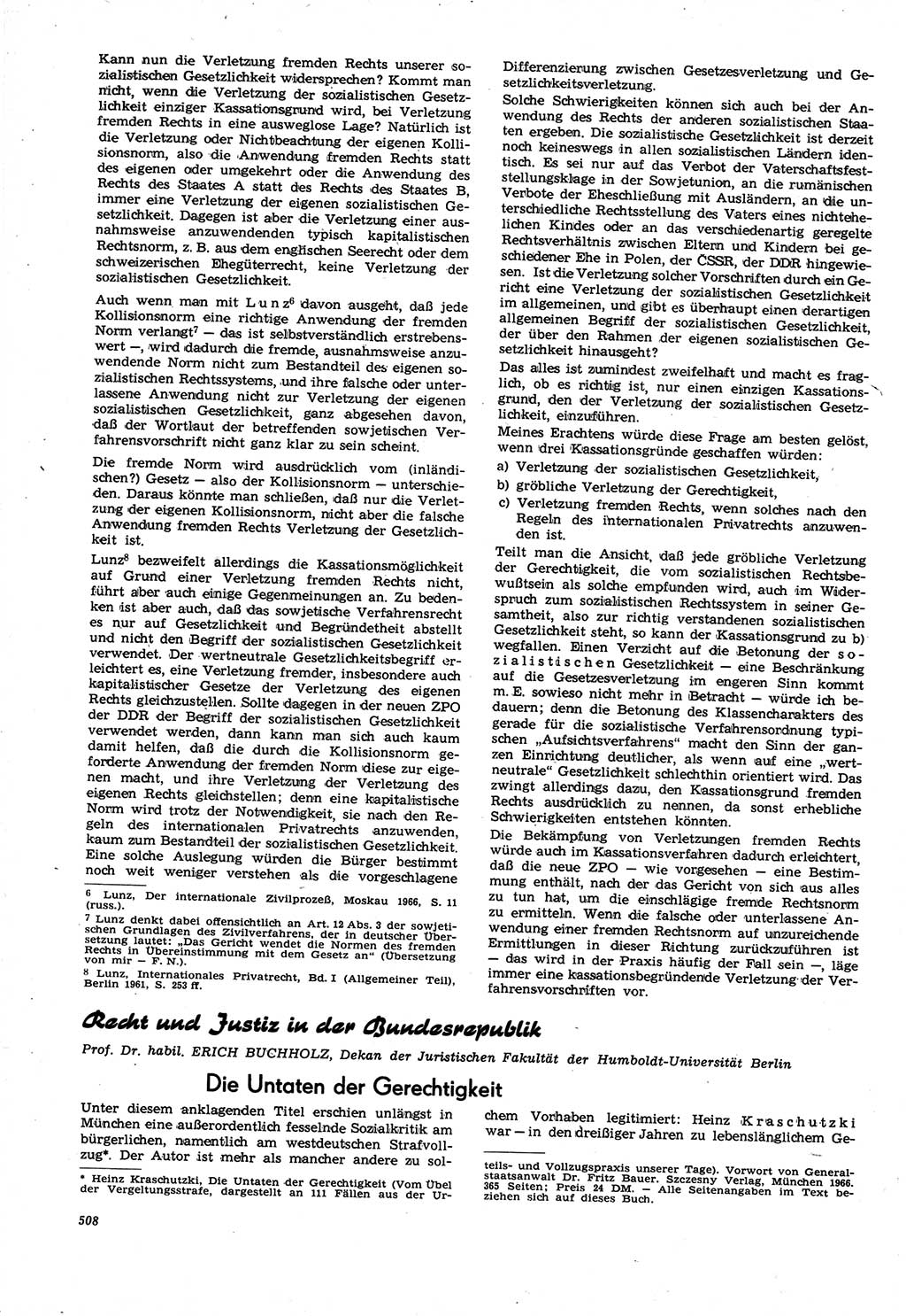 Neue Justiz (NJ), Zeitschrift für Recht und Rechtswissenschaft [Deutsche Demokratische Republik (DDR)], 21. Jahrgang 1967, Seite 508 (NJ DDR 1967, S. 508)
