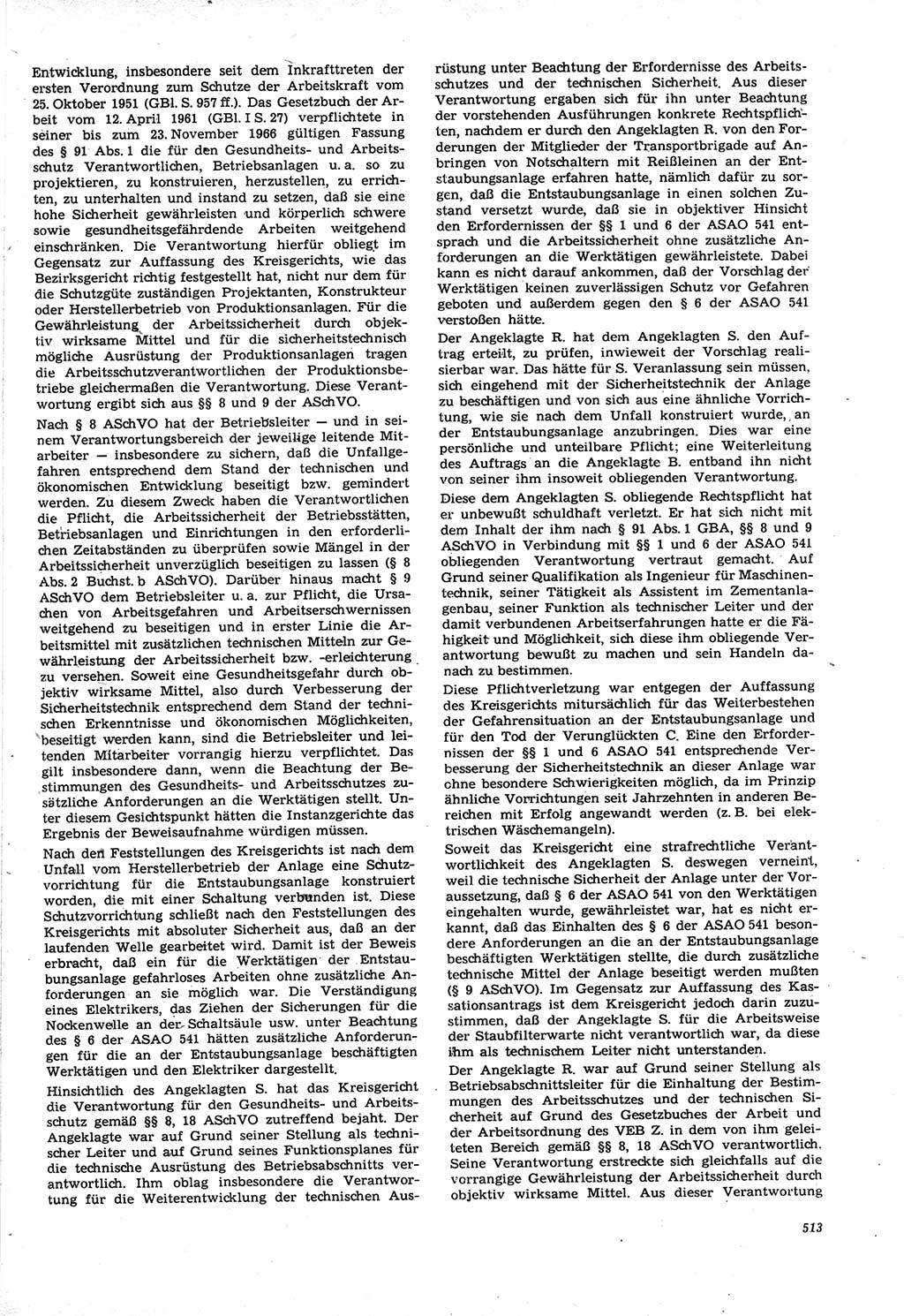 Neue Justiz (NJ), Zeitschrift für Recht und Rechtswissenschaft [Deutsche Demokratische Republik (DDR)], 21. Jahrgang 1967, Seite 513 (NJ DDR 1967, S. 513)