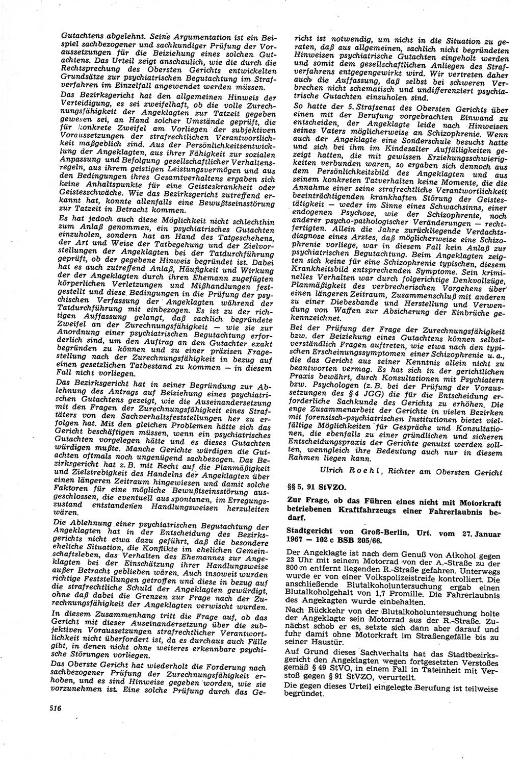 Neue Justiz (NJ), Zeitschrift für Recht und Rechtswissenschaft [Deutsche Demokratische Republik (DDR)], 21. Jahrgang 1967, Seite 516 (NJ DDR 1967, S. 516)