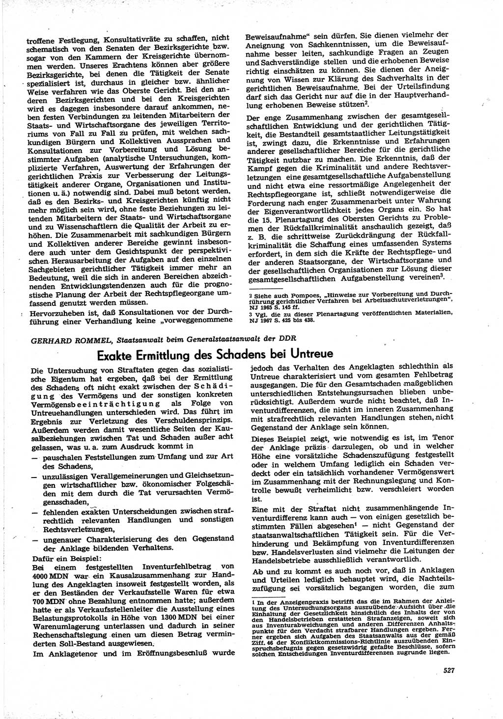 Neue Justiz (NJ), Zeitschrift für Recht und Rechtswissenschaft [Deutsche Demokratische Republik (DDR)], 21. Jahrgang 1967, Seite 527 (NJ DDR 1967, S. 527)