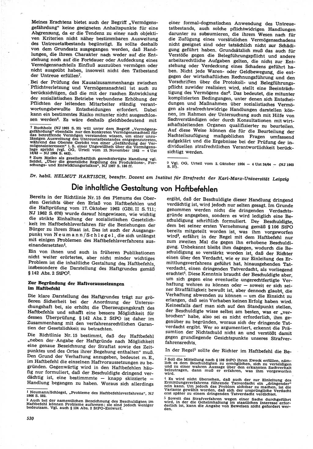 Neue Justiz (NJ), Zeitschrift für Recht und Rechtswissenschaft [Deutsche Demokratische Republik (DDR)], 21. Jahrgang 1967, Seite 530 (NJ DDR 1967, S. 530)