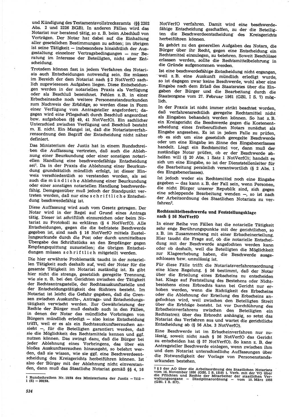 Neue Justiz (NJ), Zeitschrift für Recht und Rechtswissenschaft [Deutsche Demokratische Republik (DDR)], 21. Jahrgang 1967, Seite 534 (NJ DDR 1967, S. 534)