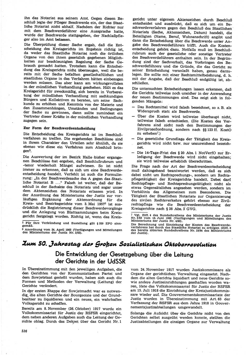 Neue Justiz (NJ), Zeitschrift für Recht und Rechtswissenschaft [Deutsche Demokratische Republik (DDR)], 21. Jahrgang 1967, Seite 536 (NJ DDR 1967, S. 536)