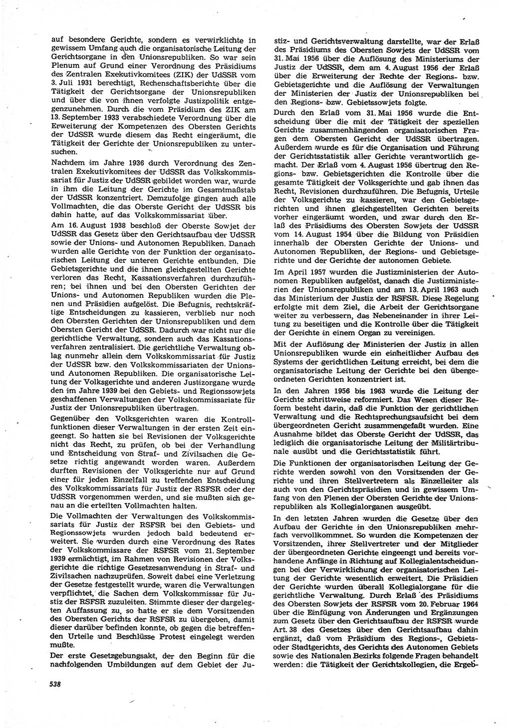 Neue Justiz (NJ), Zeitschrift für Recht und Rechtswissenschaft [Deutsche Demokratische Republik (DDR)], 21. Jahrgang 1967, Seite 538 (NJ DDR 1967, S. 538)