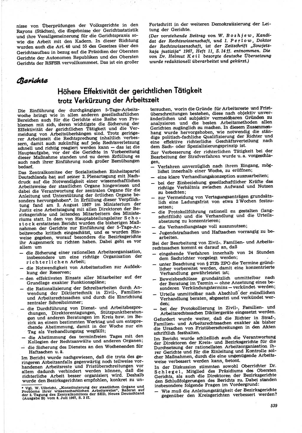 Neue Justiz (NJ), Zeitschrift für Recht und Rechtswissenschaft [Deutsche Demokratische Republik (DDR)], 21. Jahrgang 1967, Seite 539 (NJ DDR 1967, S. 539)