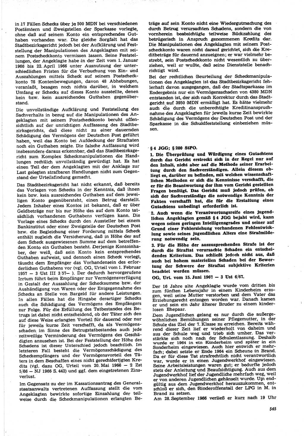Neue Justiz (NJ), Zeitschrift für Recht und Rechtswissenschaft [Deutsche Demokratische Republik (DDR)], 21. Jahrgang 1967, Seite 545 (NJ DDR 1967, S. 545)