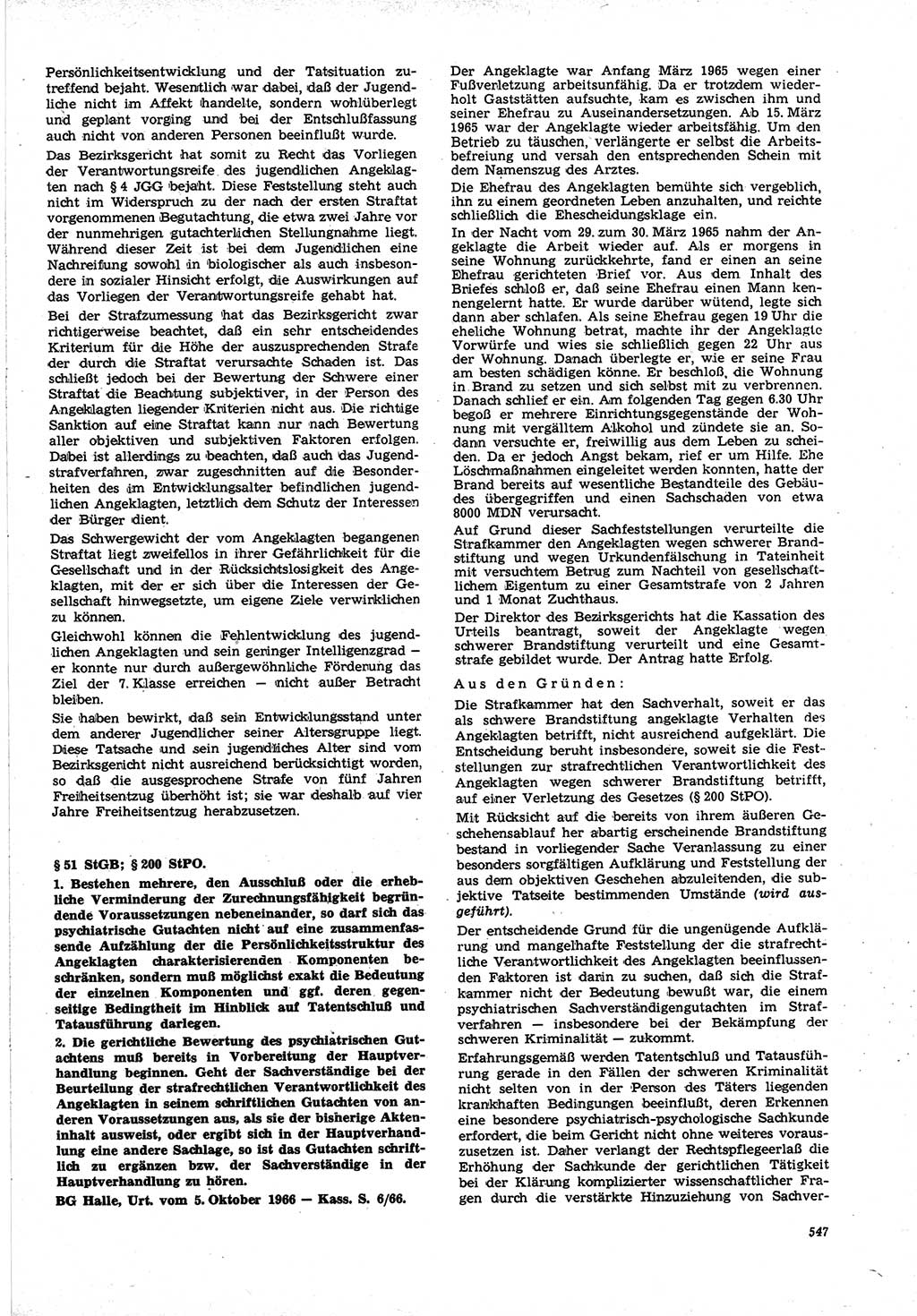 Neue Justiz (NJ), Zeitschrift für Recht und Rechtswissenschaft [Deutsche Demokratische Republik (DDR)], 21. Jahrgang 1967, Seite 547 (NJ DDR 1967, S. 547)