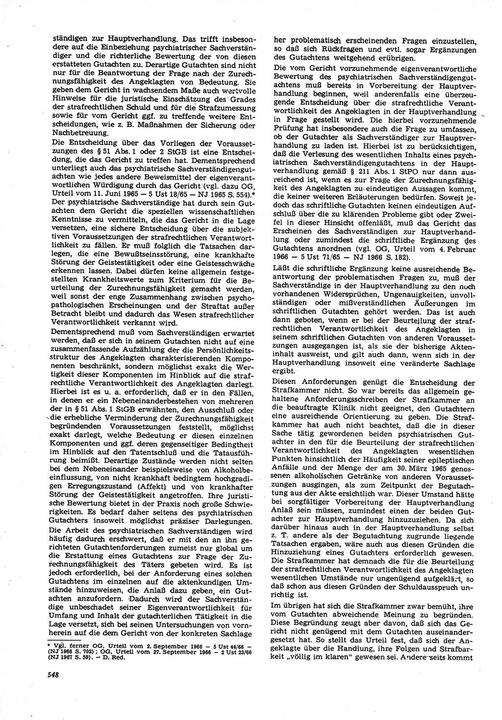 Neue Justiz (NJ), Zeitschrift für Recht und Rechtswissenschaft [Deutsche Demokratische Republik (DDR)], 21. Jahrgang 1967, Seite 548 (NJ DDR 1967, S. 548)
