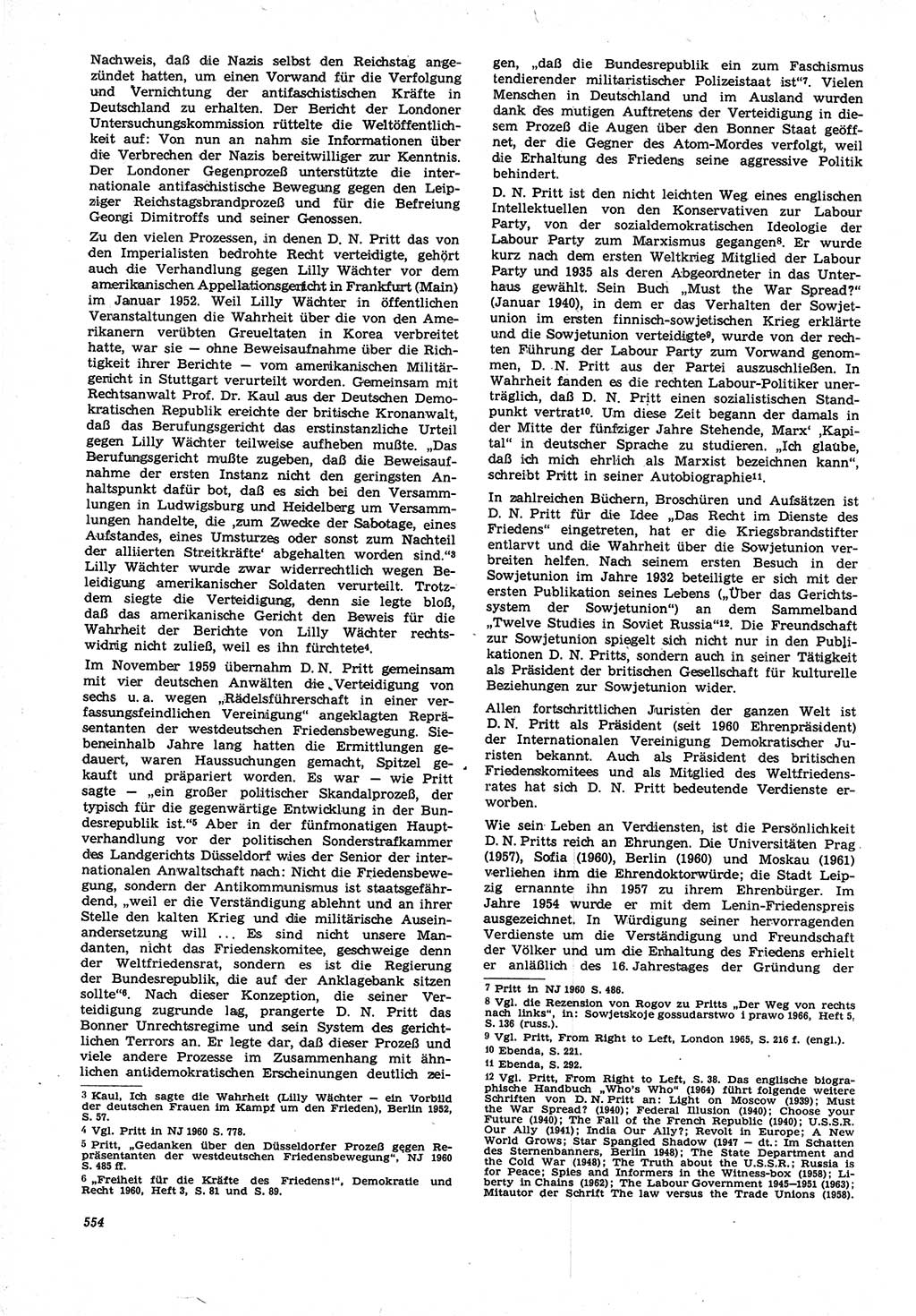 Neue Justiz (NJ), Zeitschrift für Recht und Rechtswissenschaft [Deutsche Demokratische Republik (DDR)], 21. Jahrgang 1967, Seite 554 (NJ DDR 1967, S. 554)