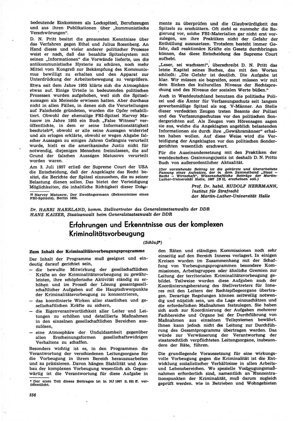 Neue Justiz (NJ), Zeitschrift für Recht und Rechtswissenschaft [Deutsche Demokratische Republik (DDR)], 21. Jahrgang 1967, Seite 556 (NJ DDR 1967, S. 556)